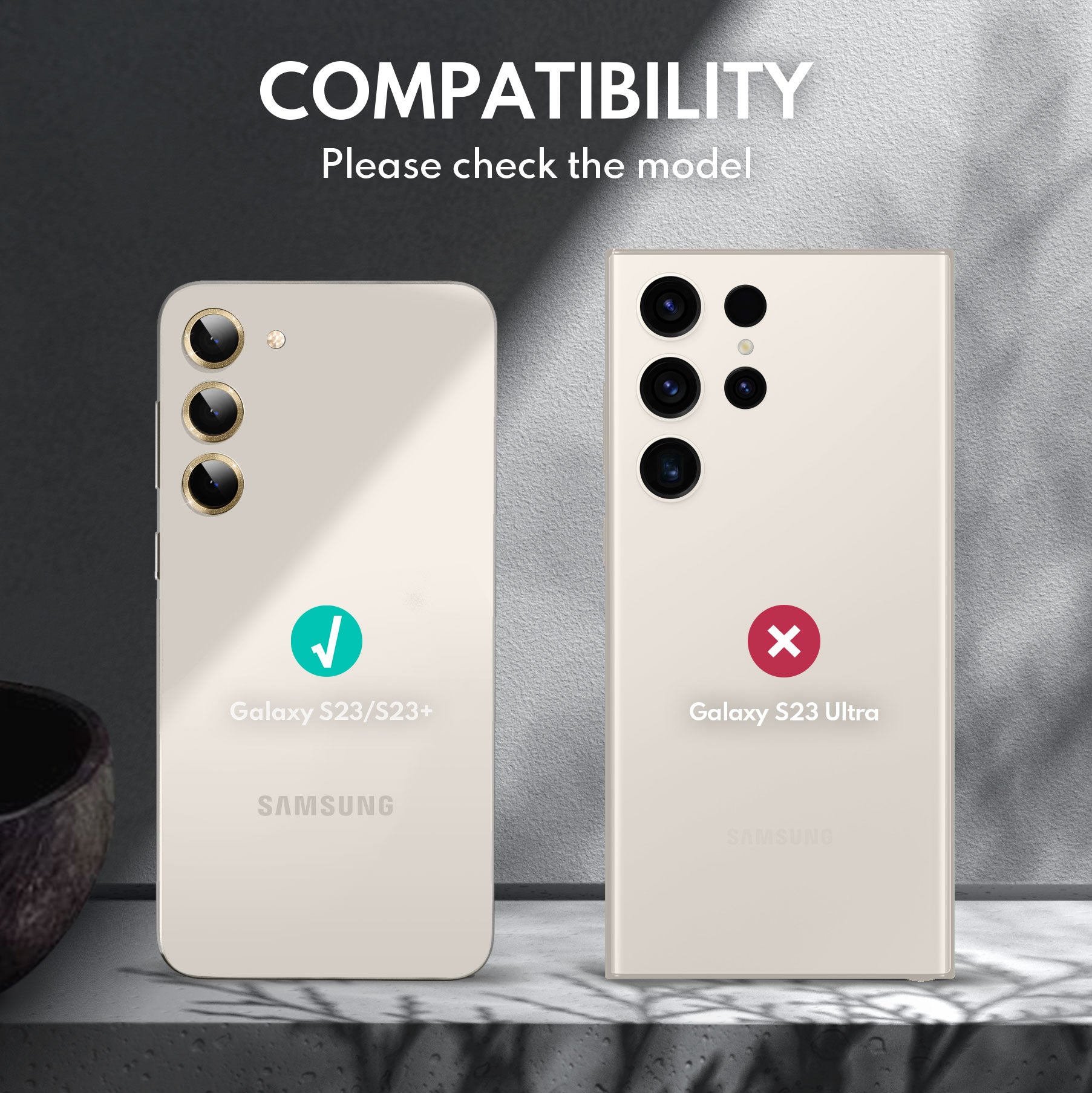 Premium Tempered Glass Camera Lens Protector for Samsung Galaxy S23 & S23 Plus - Glimmer Gold - Anti-Scratch, Shatterproof, HD Clarity - Perfect for Outdoor Photography & Travel Protection