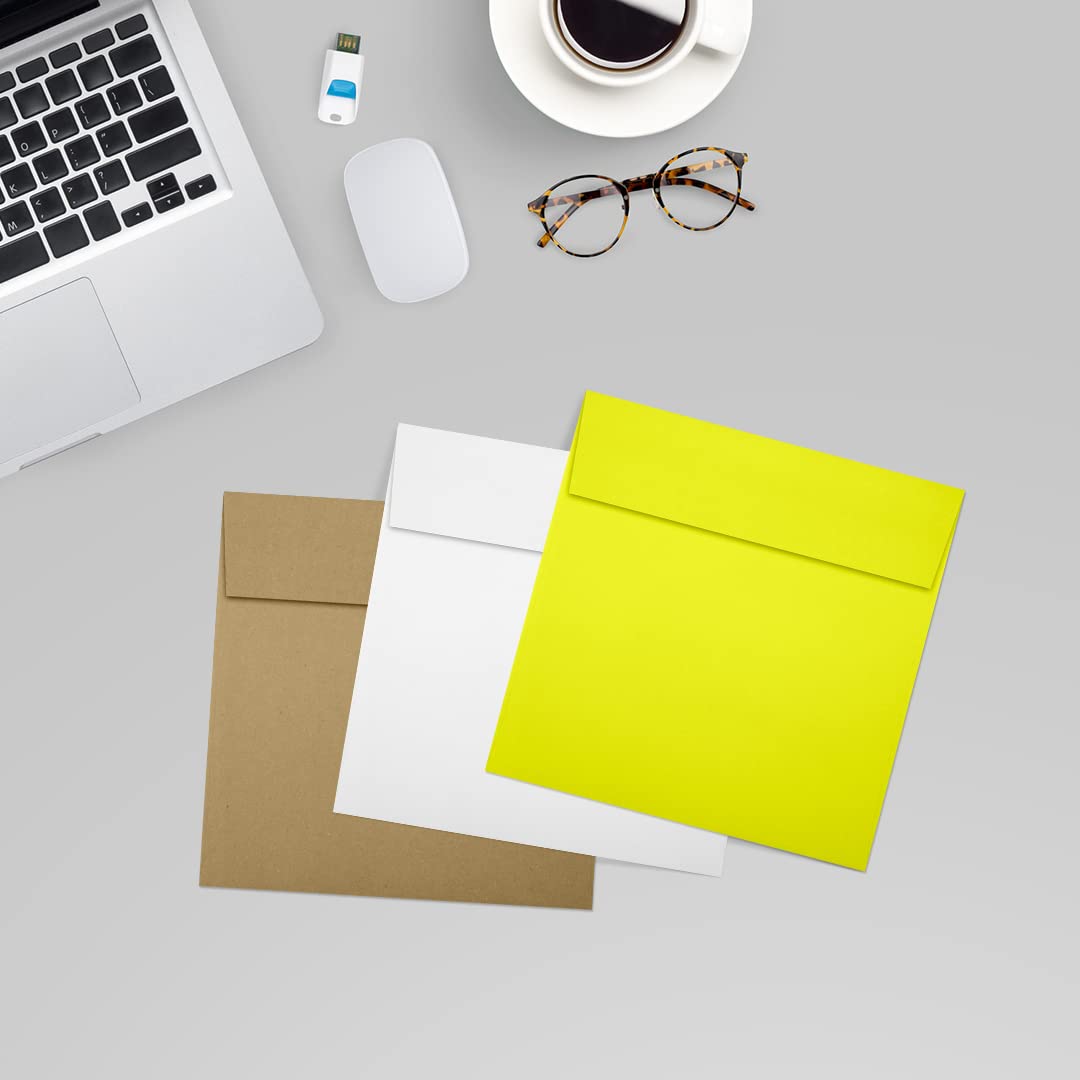 Premium LUXPaper Square Invitation Envelopes 5x5 Inches - Citrus Yellow 80lb Text Weight (Pack of 500) | Self-Seal Peel & Press Design | Perfect for Wedding Invitations, Greeting Cards, Party Favors & Business Correspondence