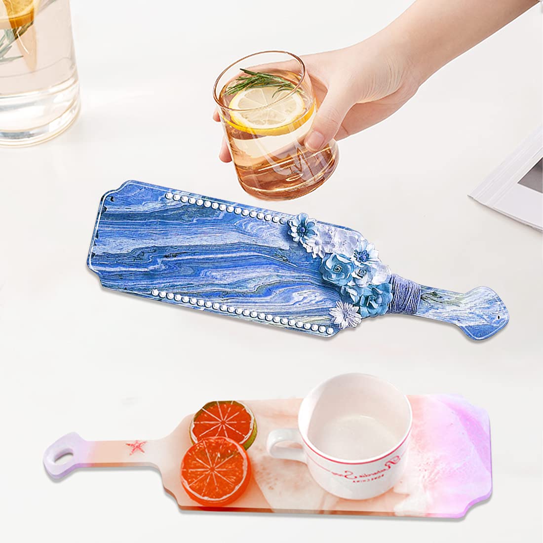 Epoxy Resin Molds with Handle - Silicone Coaster & Serving Tray DIY Craft Molds for Tea Tray, Fruit Platter, Candlestick, Tableware - Perfect for Home Decor, DIY Projects, and Gift Making