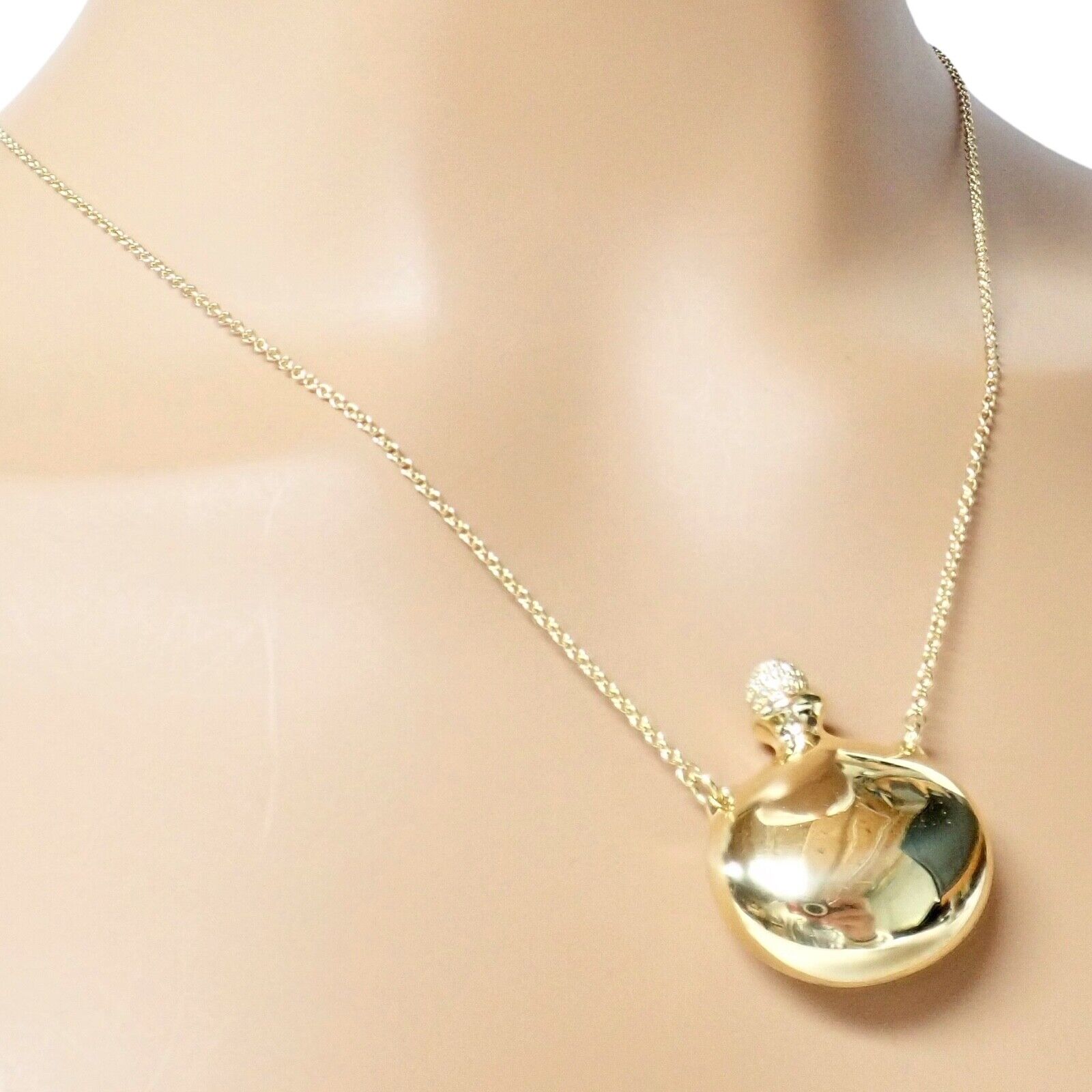 Tiffany & Co Peretti 18k Yellow Gold Diamond Bottle Pendant Necklace - Extra Large Luxury Jewelry for Women, Perfect Gift for Anniversary & Special Occasions