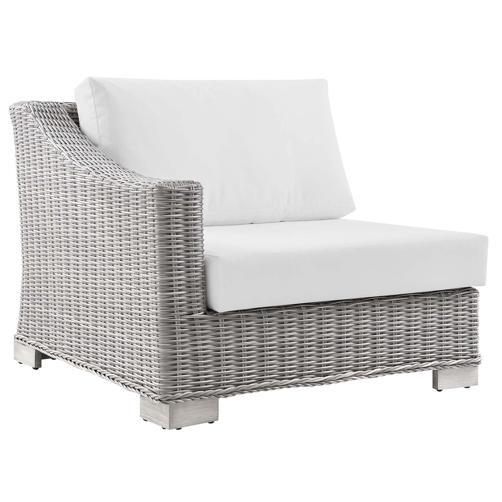 Modern Grey Rattan Wicker Sofa Corner Chair for Outdoor Patio, Balcony, Cafe, Bistro, and Garden Relaxation