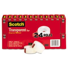 3 Pack MMM600K24 Clear Transparent Tape - 3/4