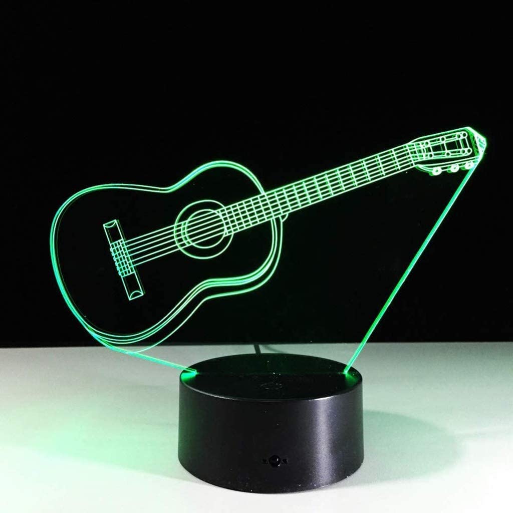 3D Guitar LED Night Light - Colorful Decorative Table Lamp for Bedroom, Kids Room & Nursery | Creative Mood Lighting for Relaxation & Sleep