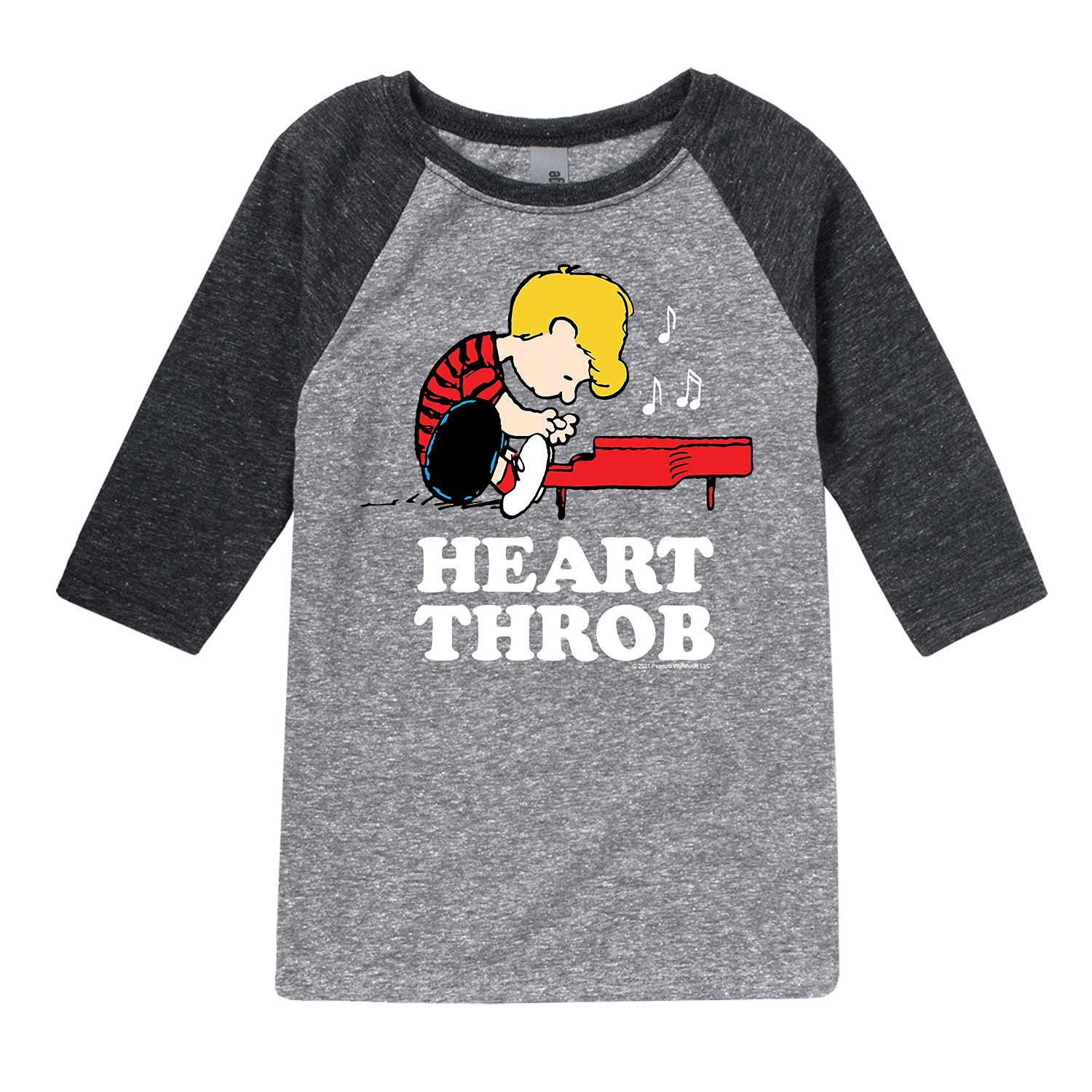 HYBRID APPAREL Peanuts Heart Throb Raglan T-Shirt for Toddler & Youth - Size Small - Soft Cotton Blend Tee for Playdates & Casual Wear