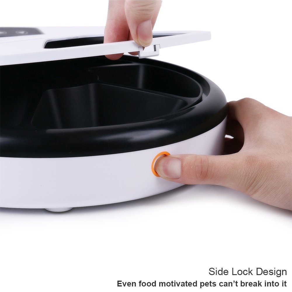 Automatic Pet Feeder for Cats & Dogs - 5 Meal Programmable Timer, 5 x 240ml Dry Food Dispenser | Perfect for Home, Office & Travel Use