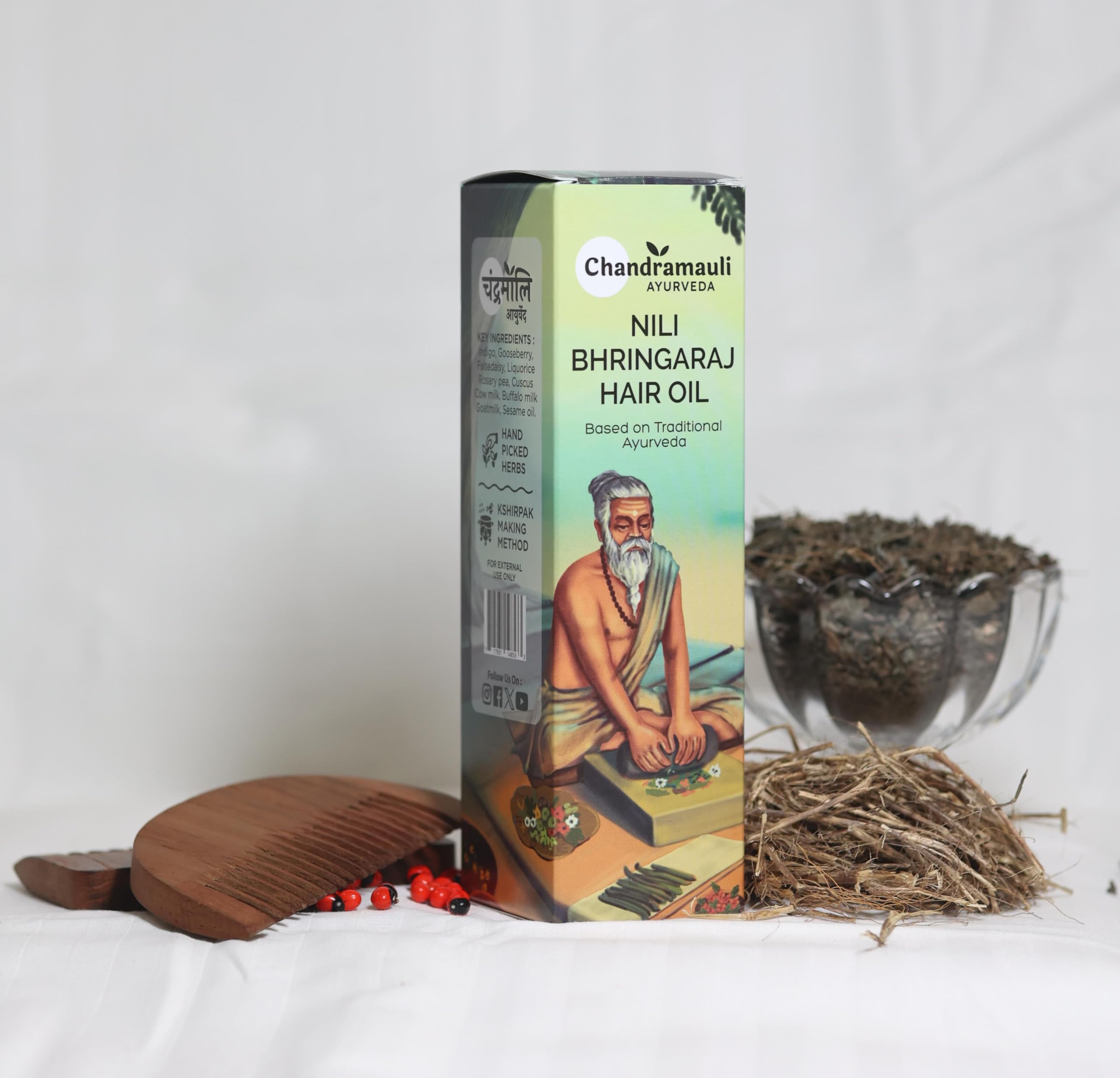 Nili Bhringaraj Hair Oil - 100ml | Ayurvedic Hair Growth Treatment | Prevents Premature Greying, Reduces Dandruff & Strengthens Hair | Black Sesame Oil Base with Bhringaraj, Neeli & Amla | For Daily Hair Care & Scalp Massage | Perfect for Dry, Damaged Hair & Split Ends Repair