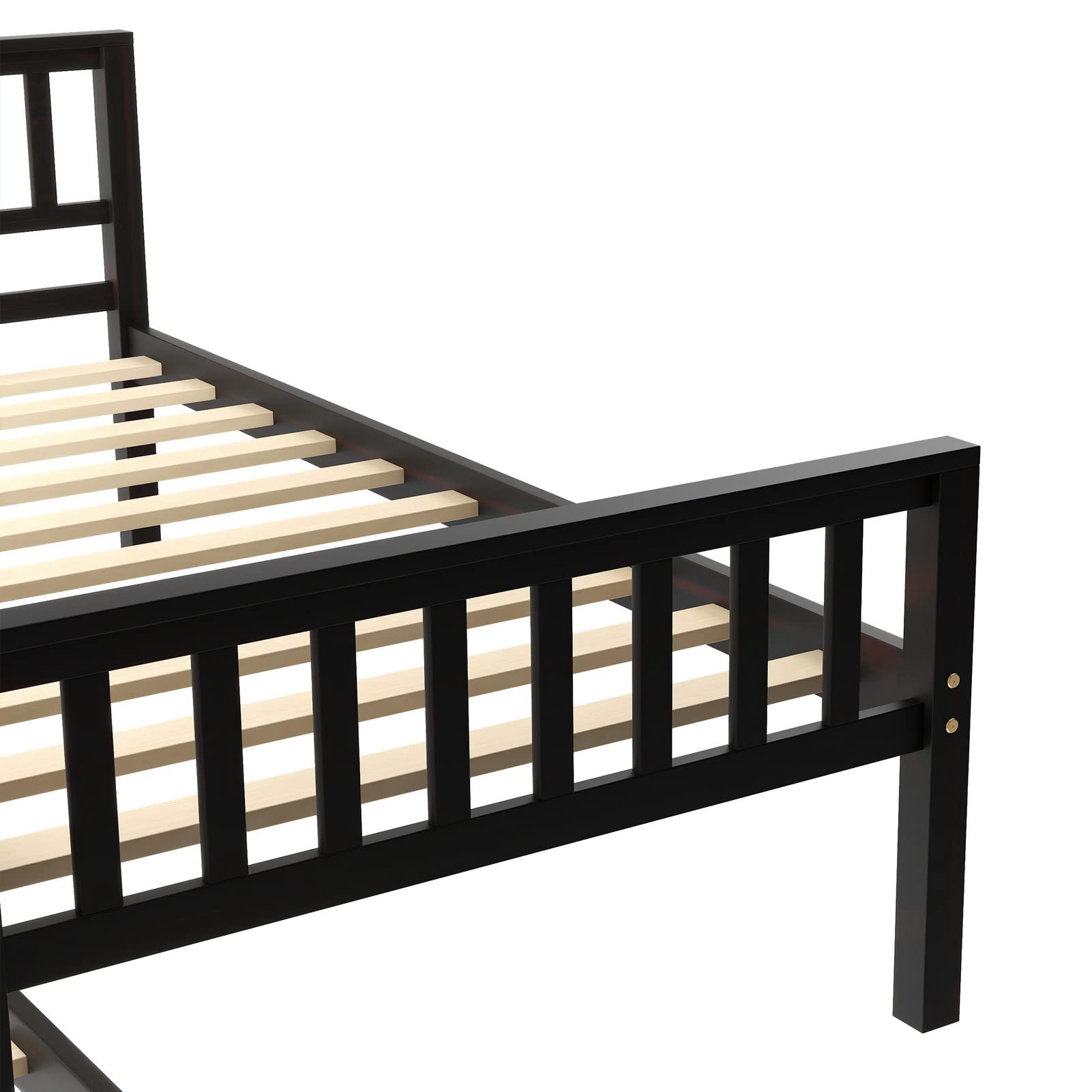 **Twin Bed Frame with Trundle - Solid Wood Platform Bed with Headboard & Footboard, Wood Slat Support - No Box Spring Needed - Perfect for Small Bedrooms, Guest Rooms & Living Spaces**