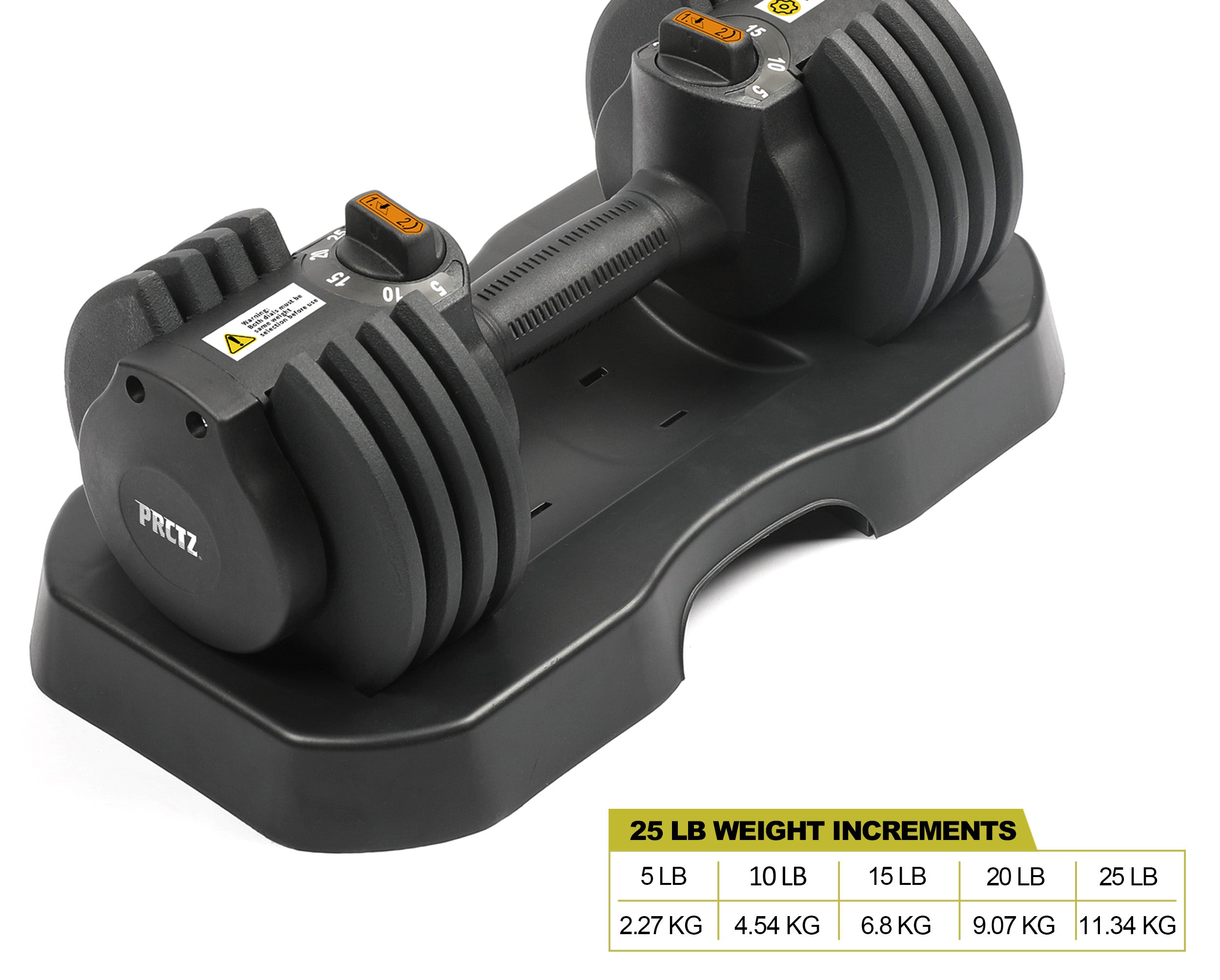 PRCTZ Adjustable Dumbbell Set 5-25 lbs with Stand - Quick Select Weight System for Home Gym, Strength Training & Full Body Workouts