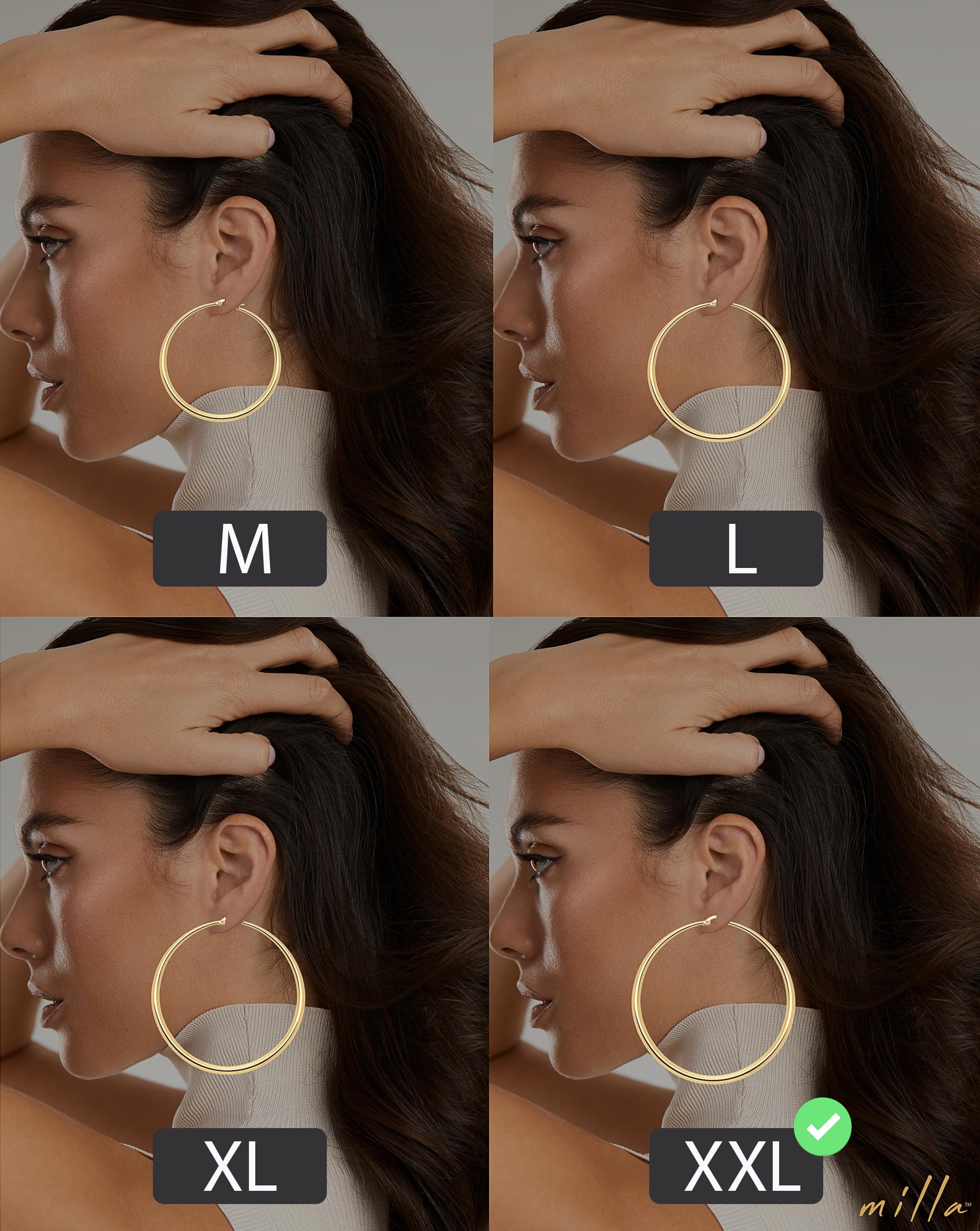 14K Gold Hoop Earrings for Women | Sterling Silver & Rose Gold Graduated Hoop Earrings | Elegant Everyday Jewelry for Work & Date Night
