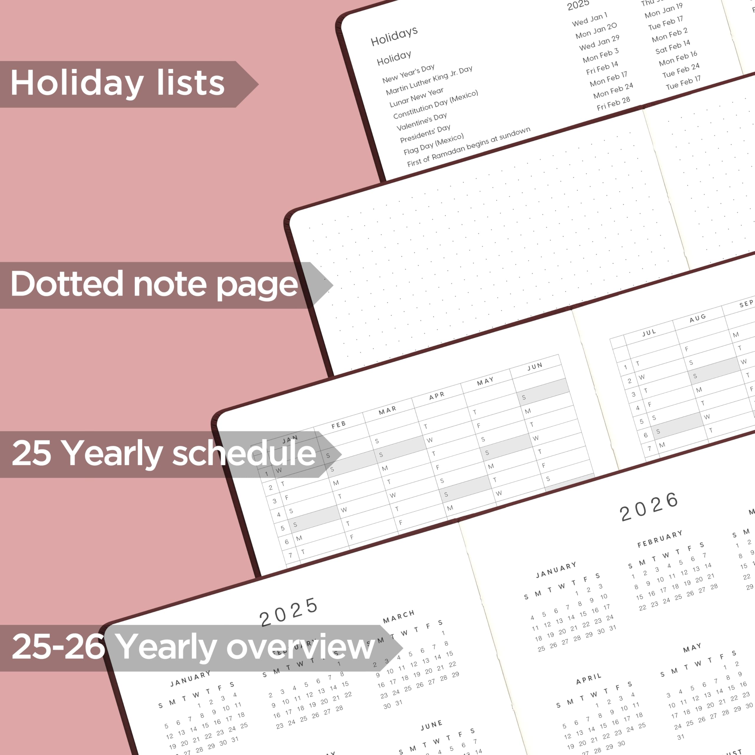 2025 Daily Weekly Monthly Planner - A5 Size (5.7