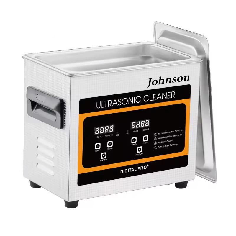 Johnson Professional 4.5L Ultrasonic Cleaner with Digital Timer & Heater - 40kHz Jewelry, Denture, Watch & Eyeglass Cleaner for Home & Clinic Use - Perfect for Cleaning Rings, Bracelets, Retainers & Small Electronics