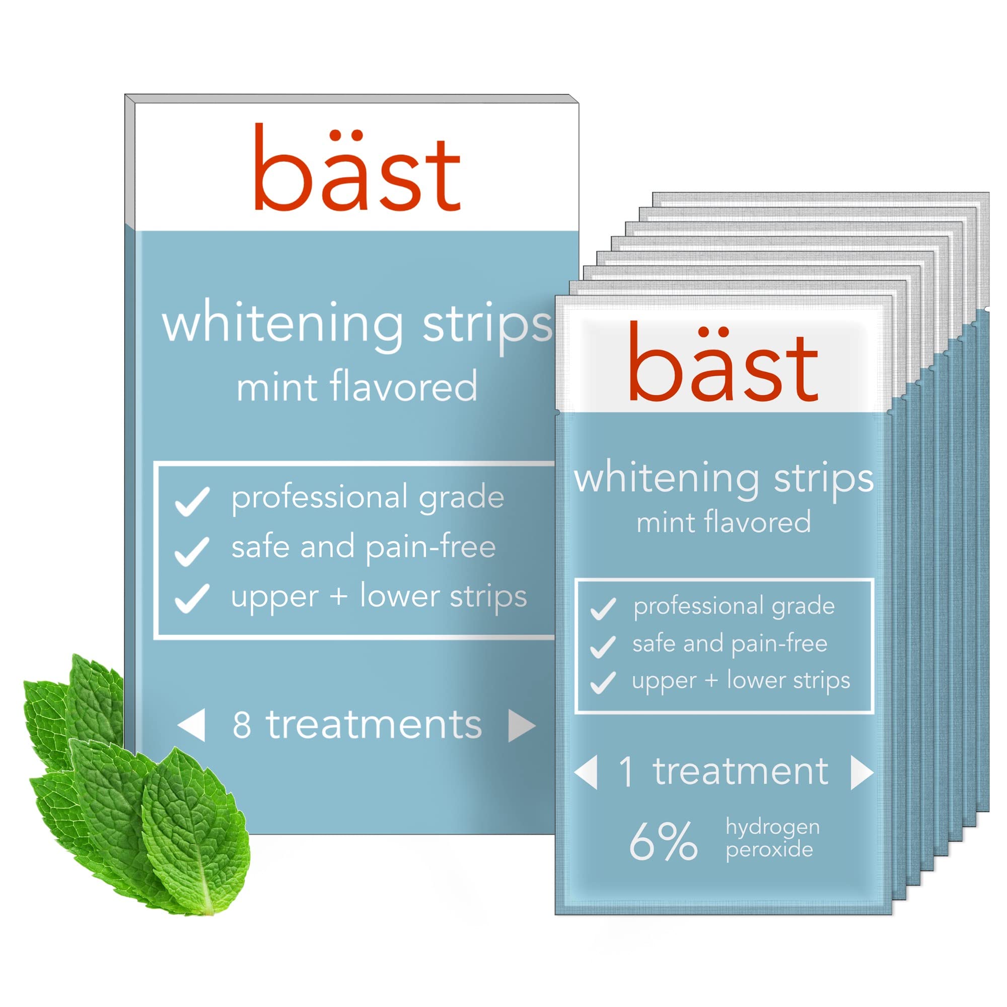 Professional Teeth Whitening Strips Mint Flavored - Enamel Safe, Non-Slip & Effective Whitener for Coffee, Wine & Tobacco Stains (8 Pack) - Perfect for Home Use, Travel & Special Occasions
