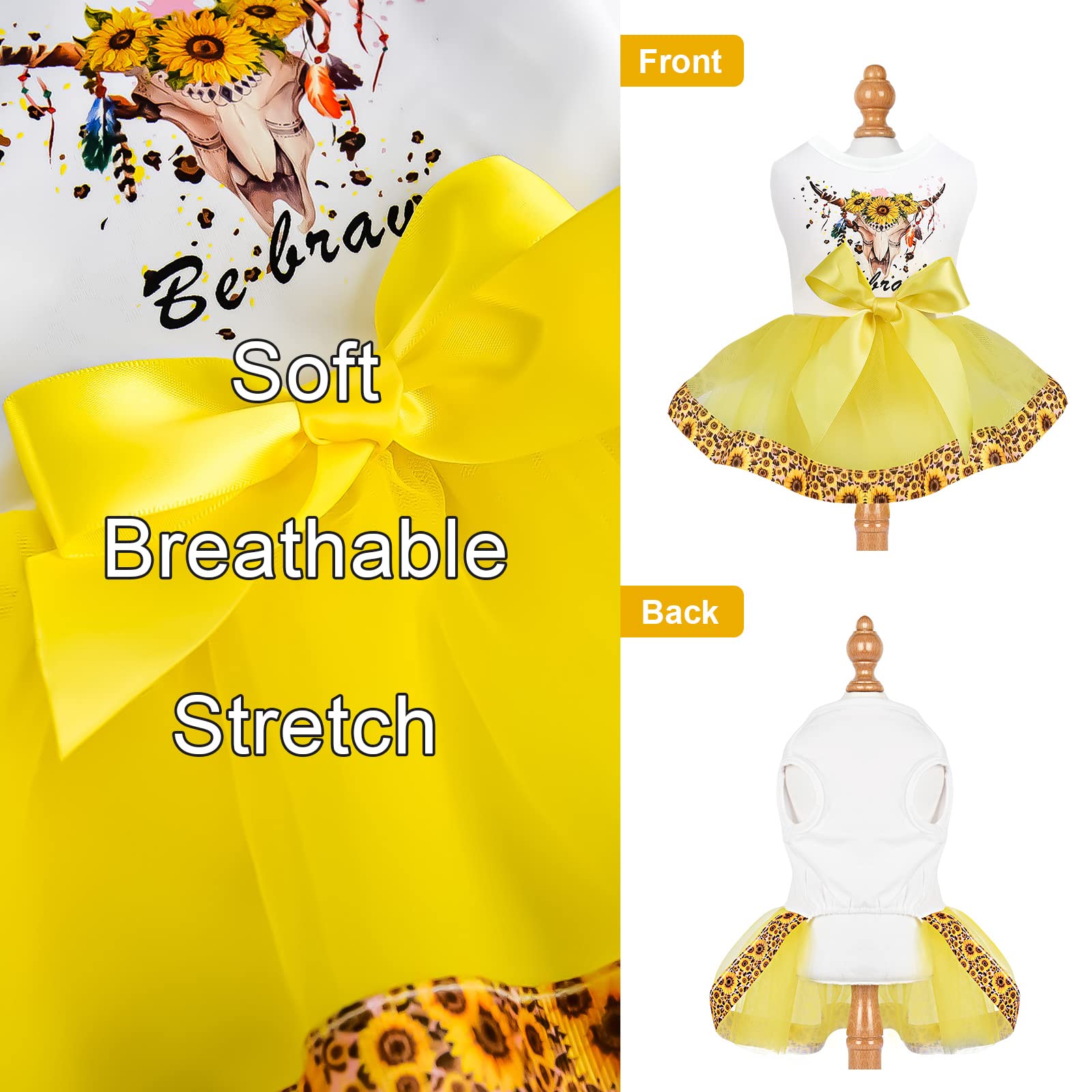Sunflower Lace Dog Dress for Small Dogs - Cute Summer Outfit for Chihuahua & Yorkie | Perfect for Outdoor Photos