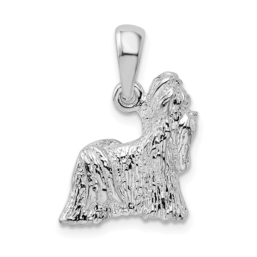 925 Sterling Silver Textured 3D Shih Tzu Dog Pendant Necklace - Handmade Jewelry for Women | Perfect Gift for Dog Lovers, Pet Owners & Animal Lovers | Great for Everyday Wear, Special Occasions & Gifts