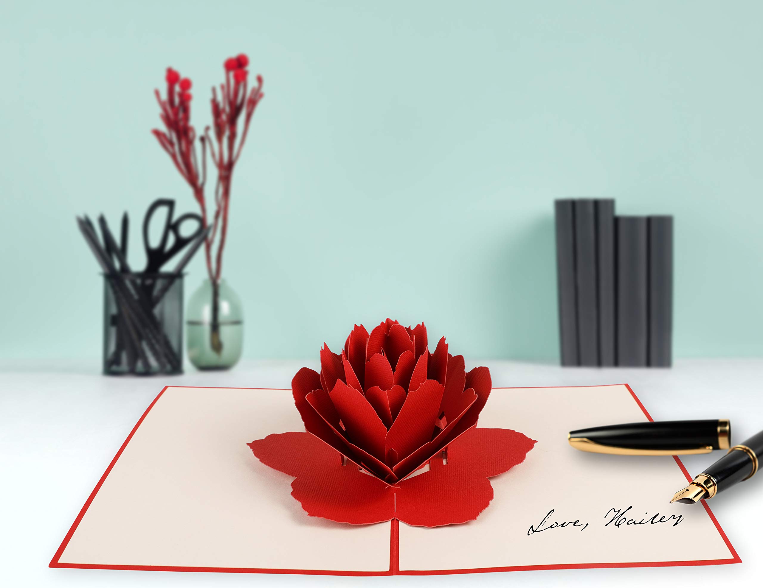 Handmade 3D Pop Up Greeting Card - Romantic Rose Design for Valentine's Day, Birthday, Anniversary, Thanksgiving & Special Occasions | Perfect Gift for Loved Ones, Wedding Favors & Party Decorations