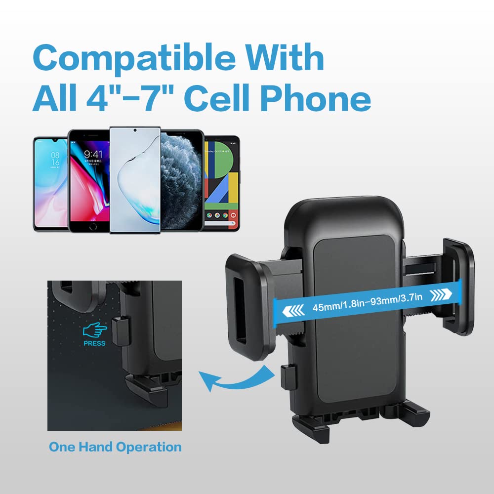 Universal Car Phone Mount Holder - Strong Suction Cup Windshield Dashboard Phone Stand for iPhone & Android - Anti-Shake Stabilizer for Safe Driving - Perfect for GPS Navigation, Rideshare & Road Trips