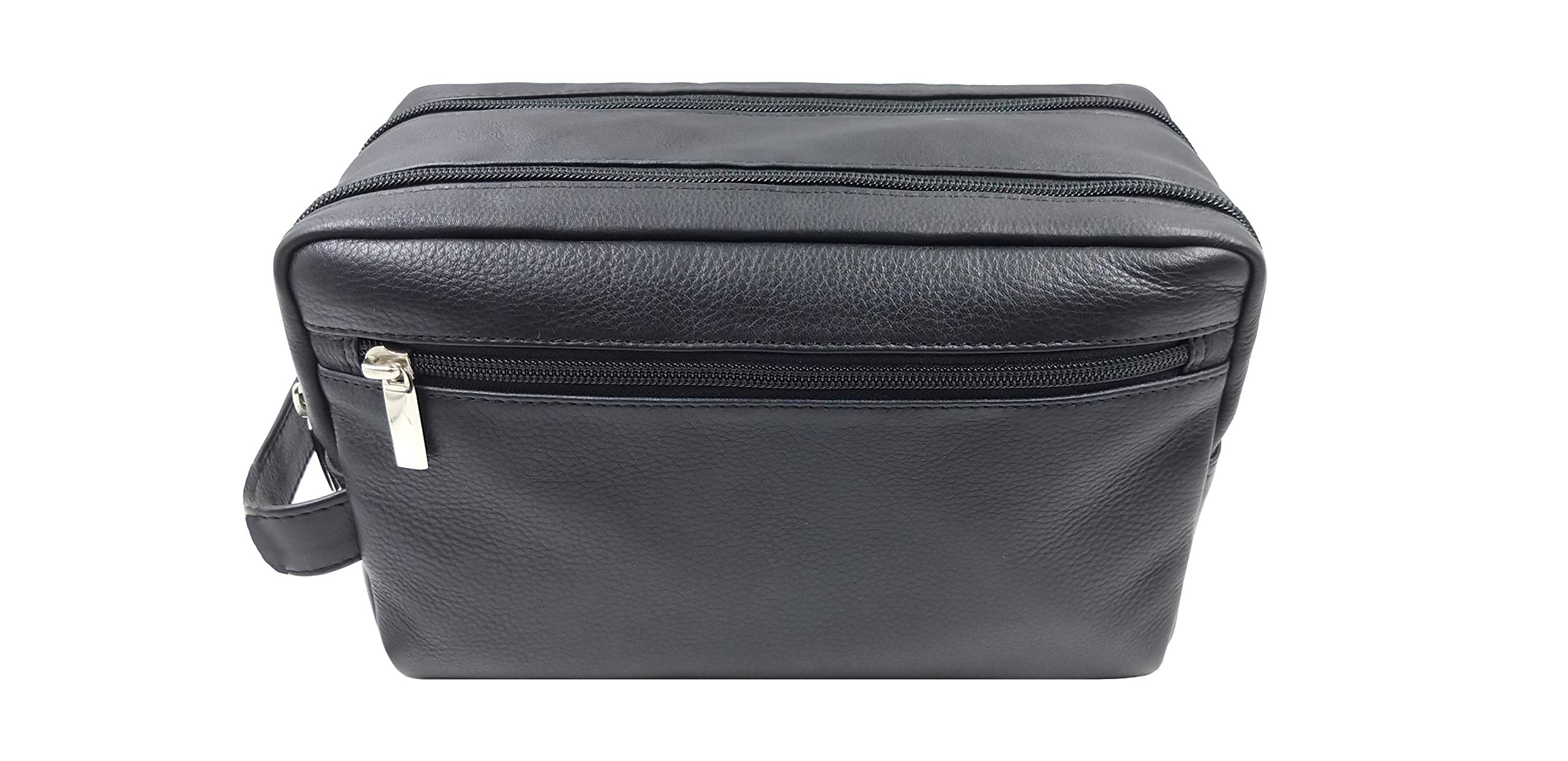 Ashlin® Premium Double Section Toiletry Bag - 100% Genuine Tuscany Leather Travel Organizer (T7538-18-01) - Perfect for Business Trips, Vacations & Gym Essentials Storage