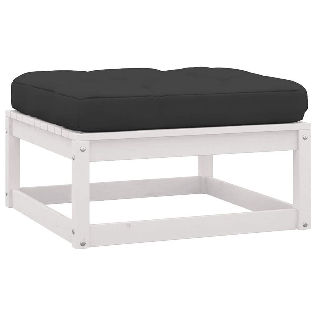 2-Piece Patio Footstools with Cushions - Solid Wood Pine Outdoor Stools - Adjustable Modular Design - Durable & Comfortable - Perfect for Garden, Deck, Poolside Relaxation