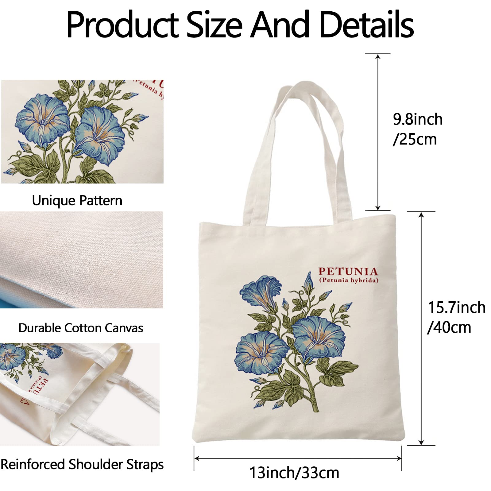 2 Pack Floral Tote Bags for Women - Aesthetic Botanical Print Reusable Grocery Shopping Bags | Perfect for Farmers Market, Beach Trips & Everyday Use