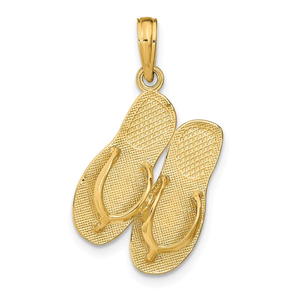 14K Yellow Gold St. Thomas Reversible Flip Flops Pendant - Elegant Beach Jewelry for Summer Vacations & Tropical Getaways