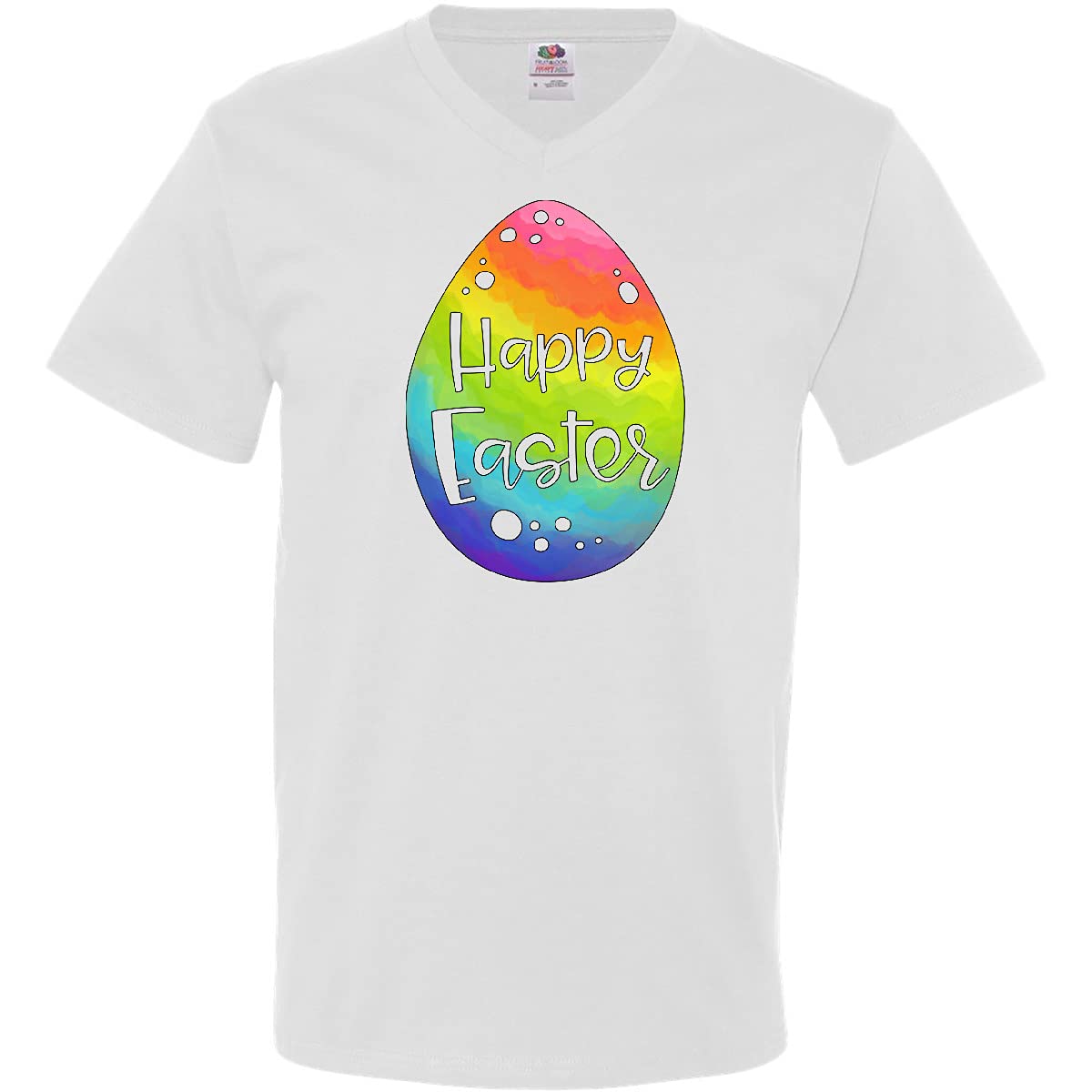 Inktastic Happy Easter Rainbow Easter Egg Men's V-Neck T-Shirt - Fun Holiday Gift for Easter Celebrations & Spring Parties