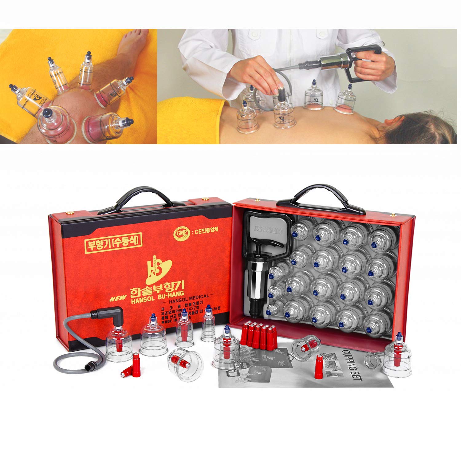 Professional Cupping Therapy Set with Pumping Handle - 19 Cups & English Manual - Korean Made for Pain Relief & Muscle Recovery - Perfect for Home Use, Spa, and Physical Therapy