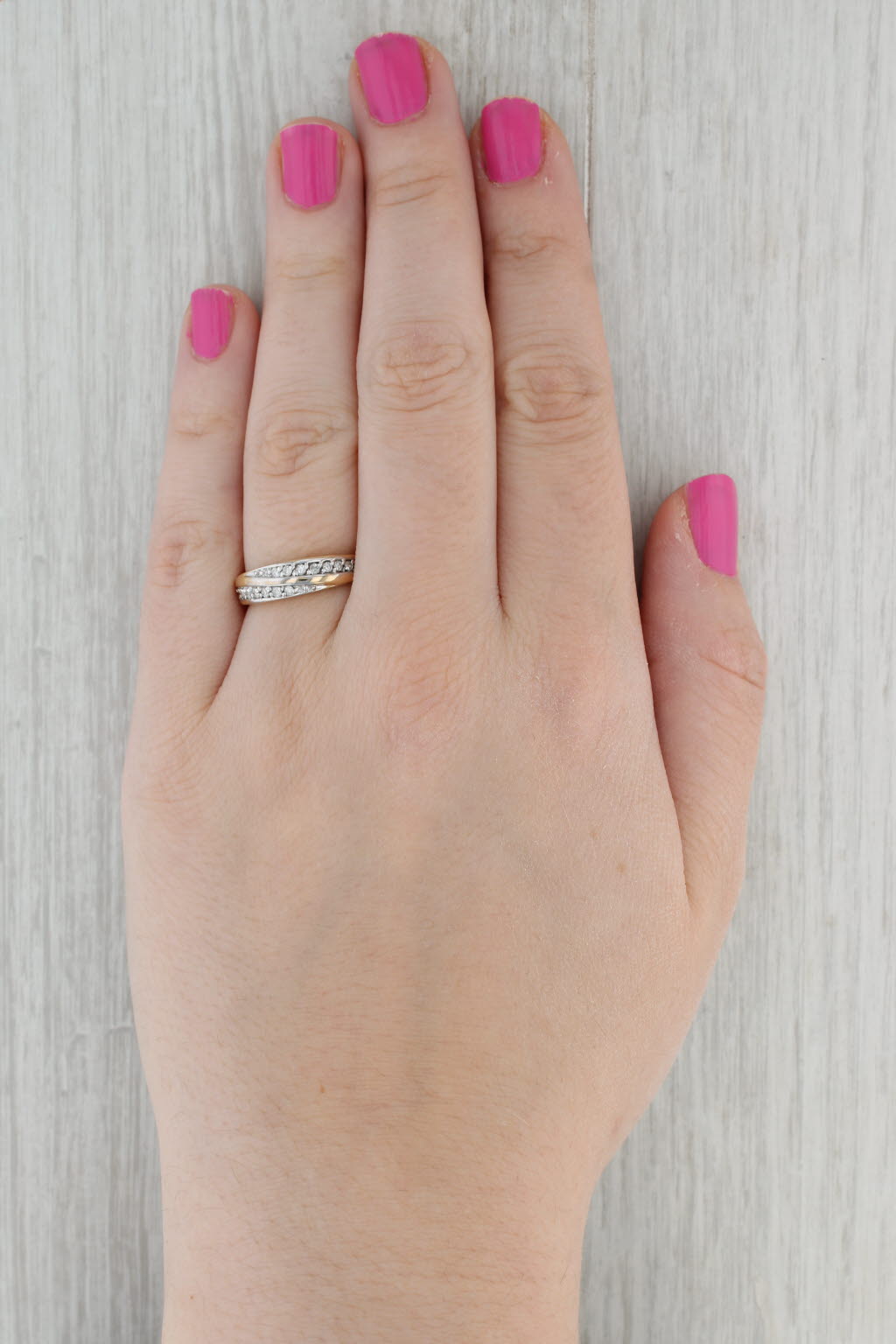 0.24ctw Diamond Bypass Ring - 10k Yellow Gold Stackable Wedding Band - Size 8 - Perfect for Bridal Sets, Anniversary Gifts & Everyday Elegance