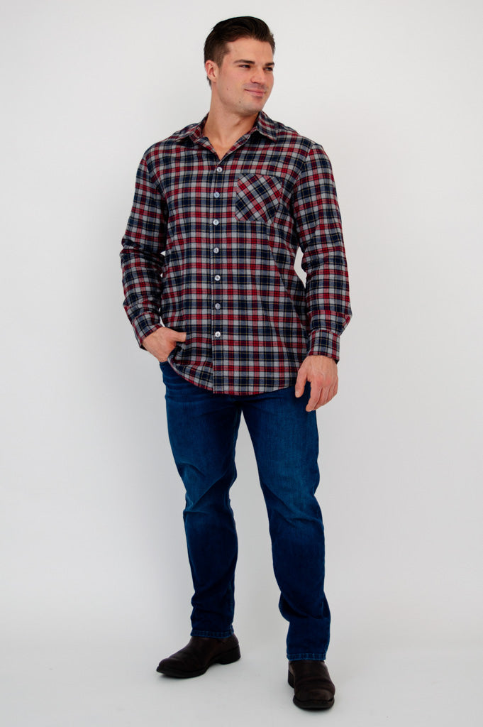 Stylish Cory Men's Burgundy Plaid Cotton Shirt - Perfect for Casual Wear, Office & Outdoor Activities