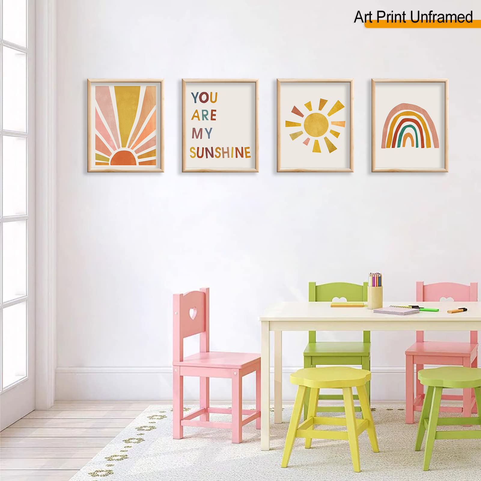Boho Rainbow Wall Art Prints Set of 4 - 8