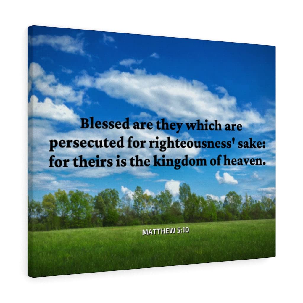 Blessed Are The Persecuted Matthew 5:10 Christian Wall Art - Bible Verse Scripture Print - Ready to Hang Home Decor - Perfect for Living Room, Bedroom & Church