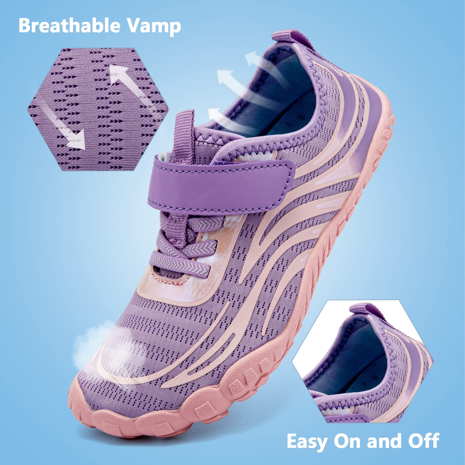 **Boys & Girls Water Shoes - Lightweight Comfortable Sole for Easy Walking, Athletic Slip-On Aqua Socks (Toddler/Little Kid/Big Kid) - Perfect for Beach, Pool, and Water Sports**