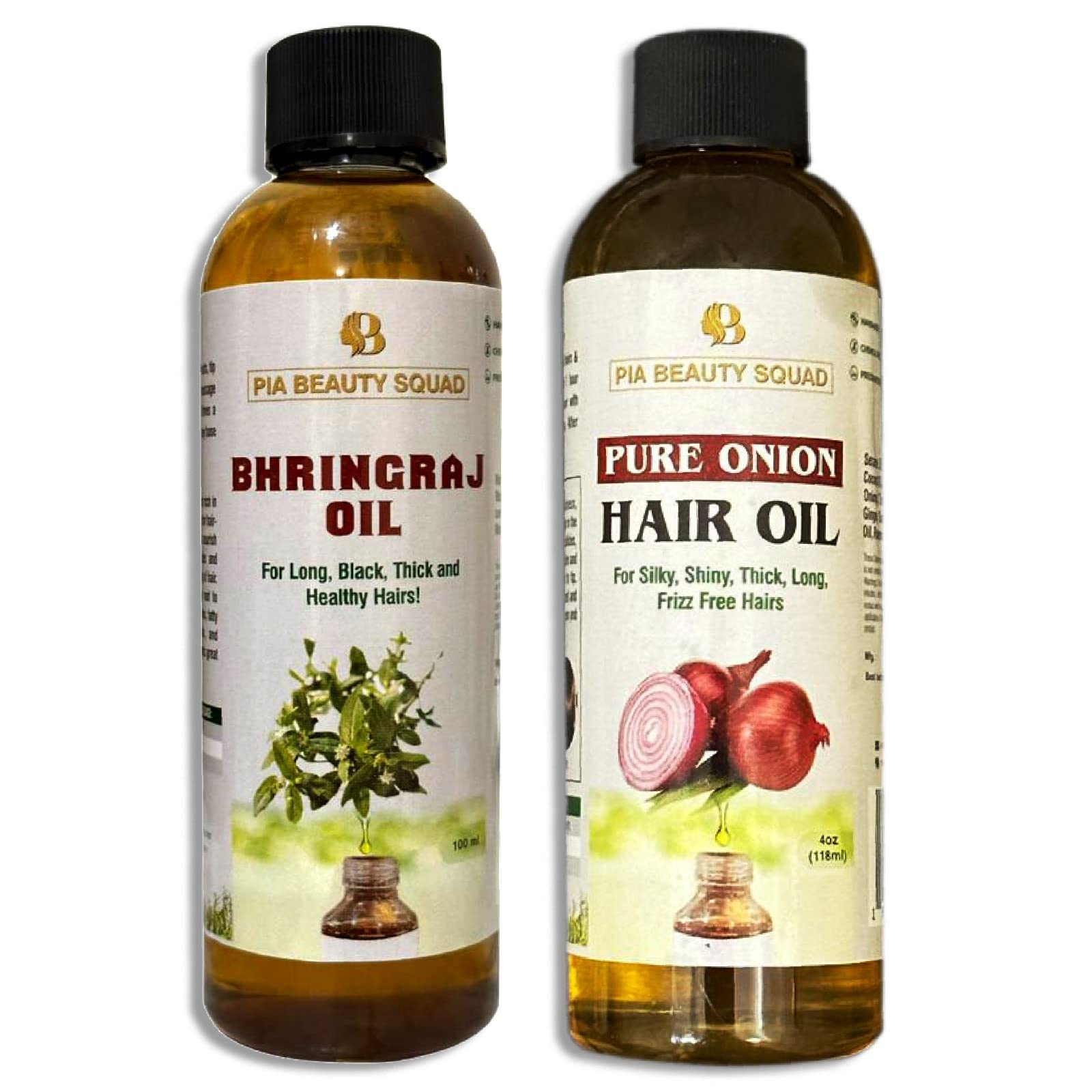 Onion & Bhringraj Hair Oil Combo for Hair Growth & Scalp Care – Natural Treatment for Thinning Hair, Dandruff & Split Ends | Daily Hair Care Routine