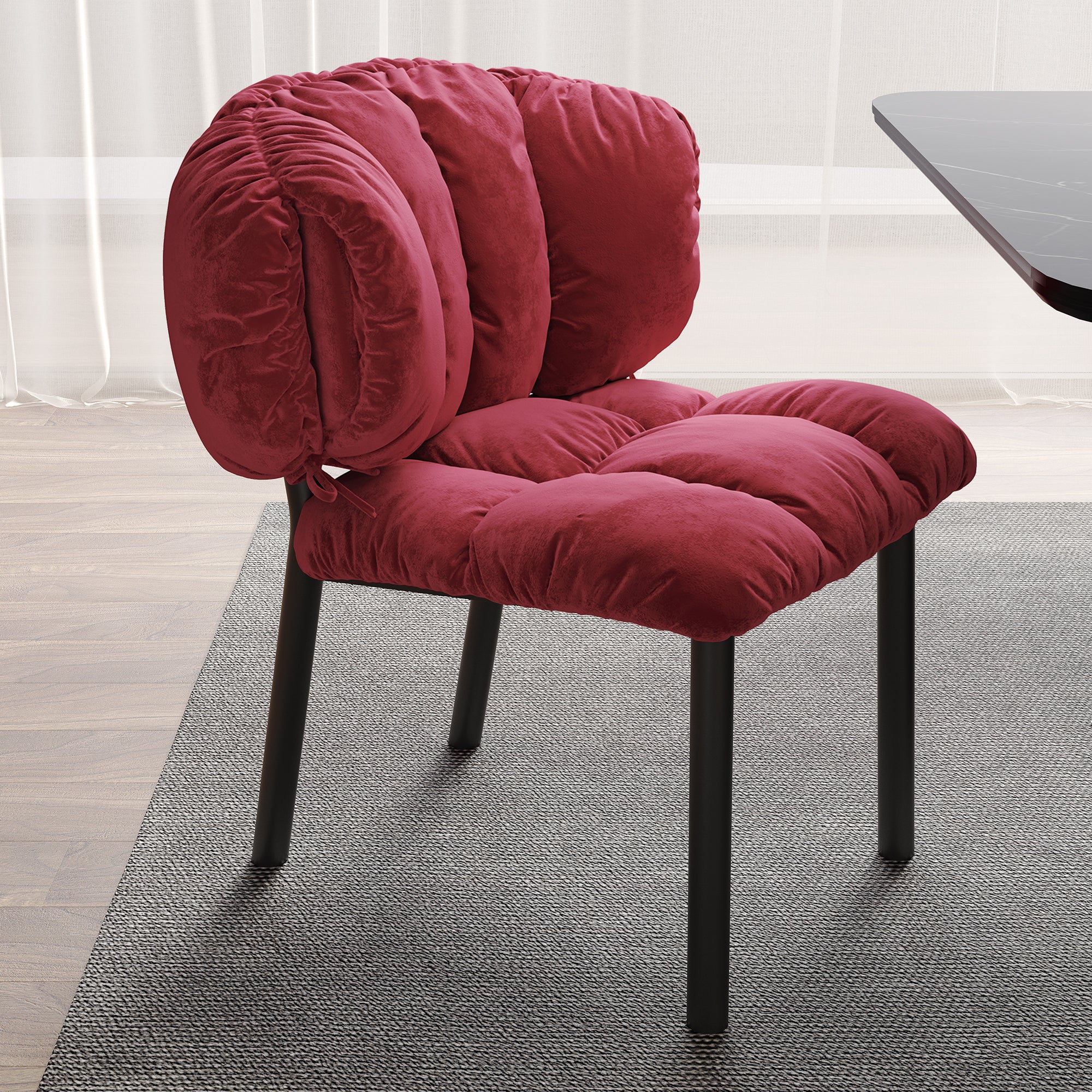 Velvet Dining Side Chair - 1 PC Set in Red or Green - Elegant Upholstered Seat for Dining Room, Kitchen, or Office - Perfect for Home Decor and Entertaining