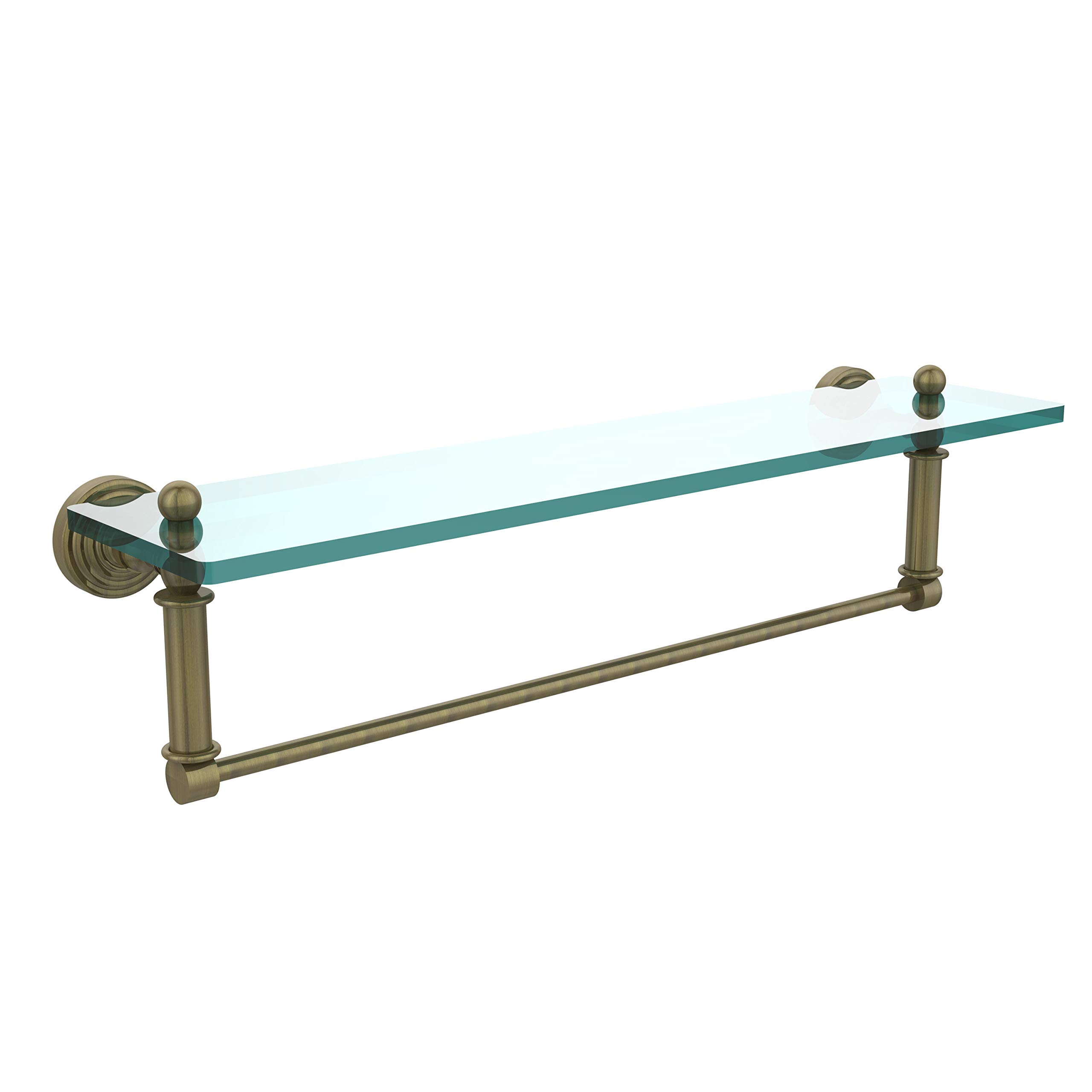 Allied Brass WP-1TB/22-ABR 22-Inch x 5-Inch Glass Bathroom Shelf with Towel Bar - Modern Storage Solution for Towels, Toiletries & Bathroom Essentials