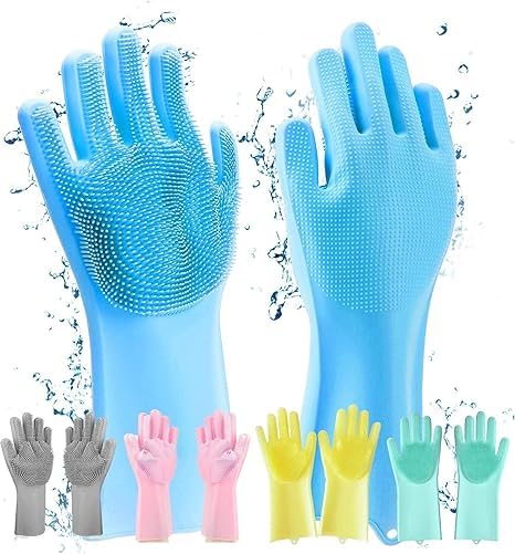 MAXADIL Silicone Gloves for Dishwashing, Car & Bathroom Cleaning - Kitchen & Home Use