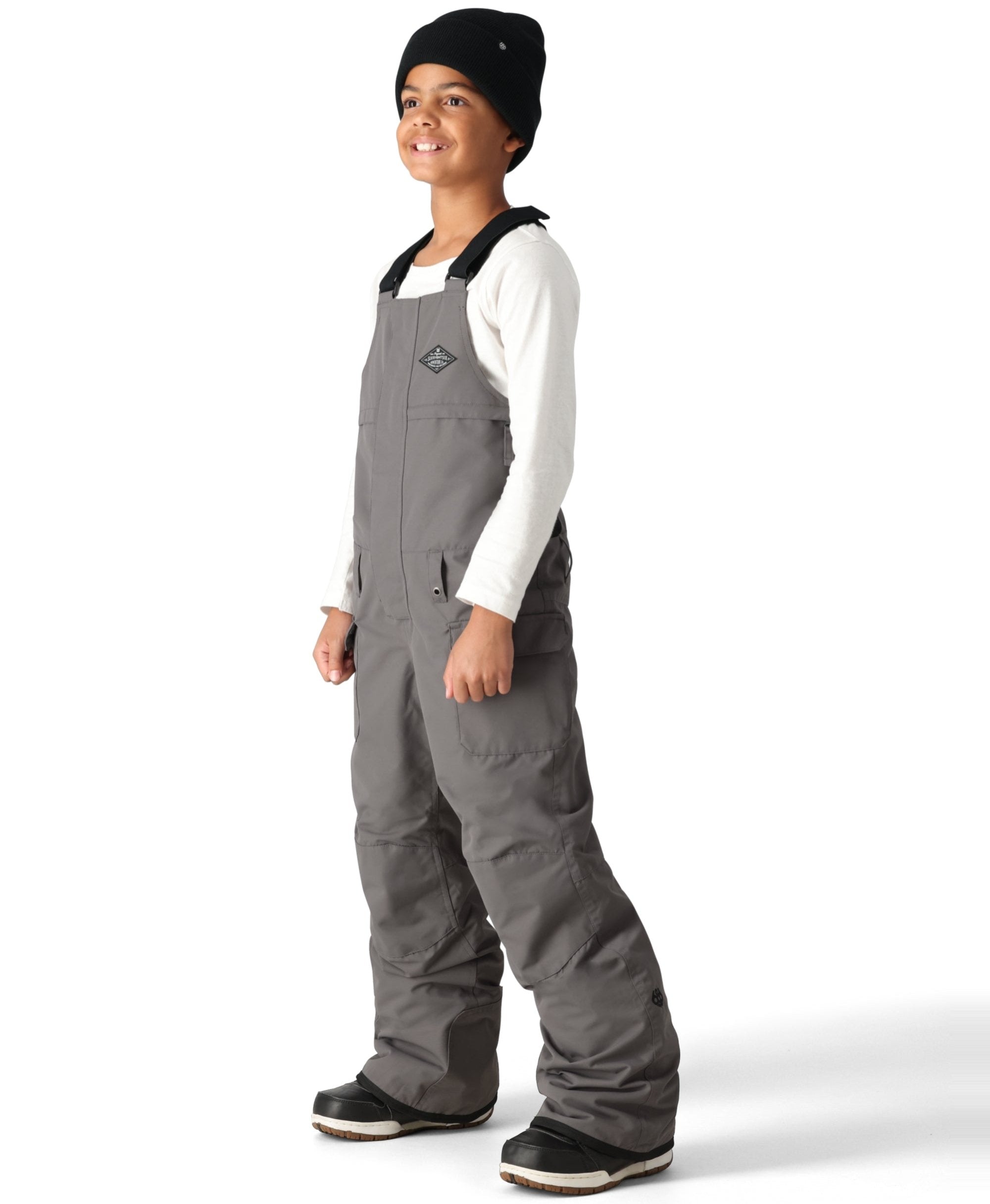 686 Boys Frontier Insulated Bib Snow Pants 2025 - Waterproof Winter Snowboard Ski Bibs for Kids, Cold Weather Outdoor Activities