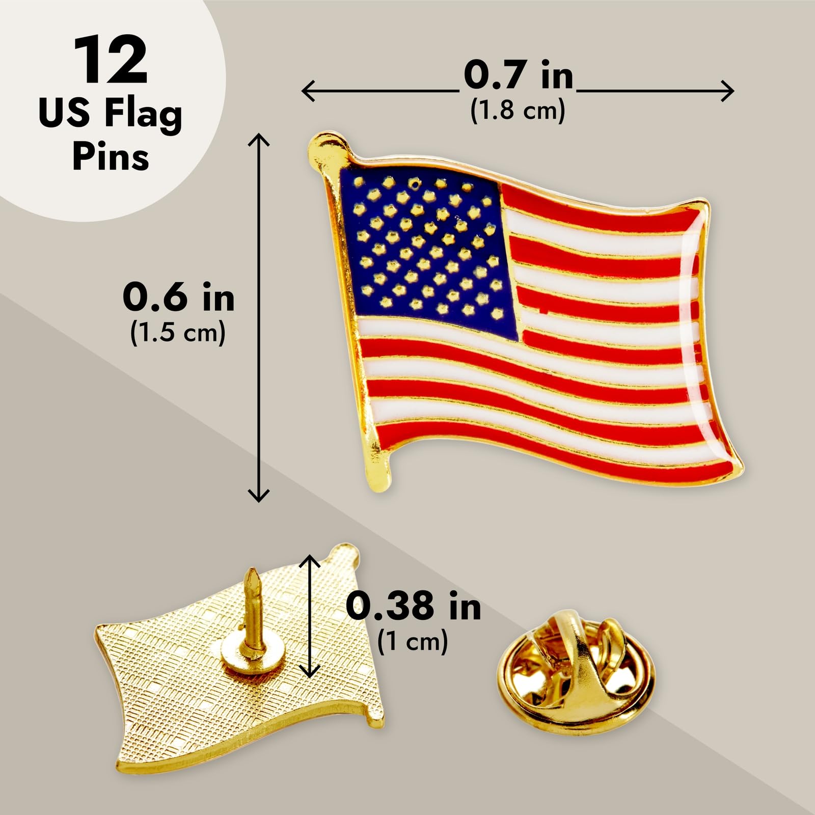 Juvale 12 Pack American Flag Lapel Pins - Patriotic USA Flag Pins for Suits, Backpacks & Hats - Perfect for 4th of July, Veterans Day, Memorial Day & Political Events - Show Your Patriotism at Parades, Rallies & Office Wear