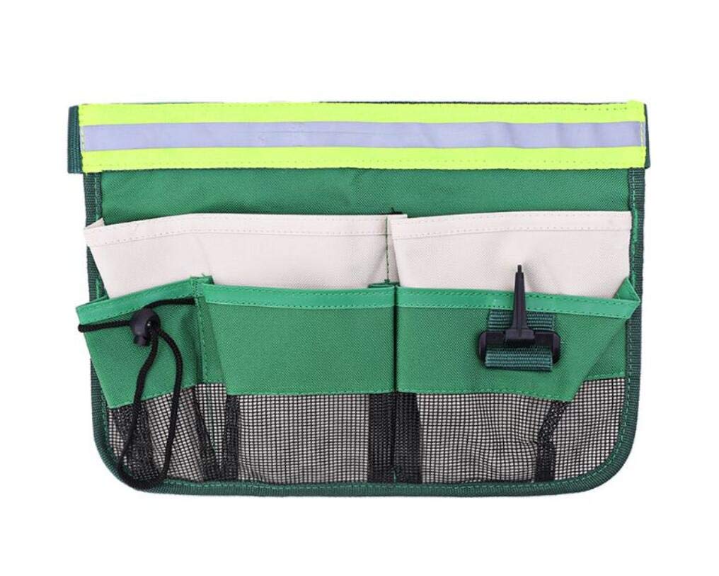 7-Pocket Gardening Tool Waist Bag with Reflective Strap - Durable Gardening Belt for Women & Men - Perfect for Home Garden, Landscaping & Outdoor Work (Green)