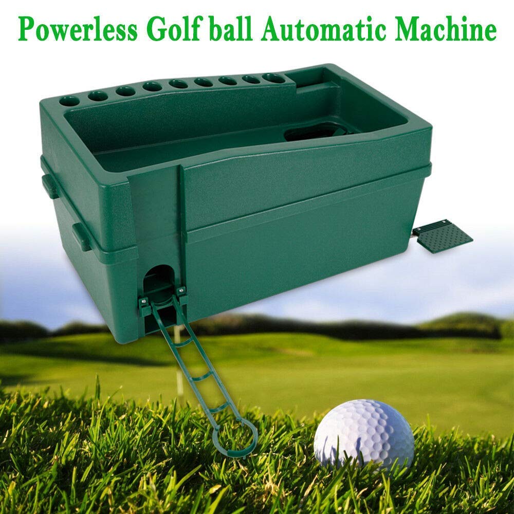 Automatic Golf Ball Dispenser & Tee Up Machine - No Power Required Golf Club Organizer | Perfect for Driving Range, Home Practice & Golf Course Use