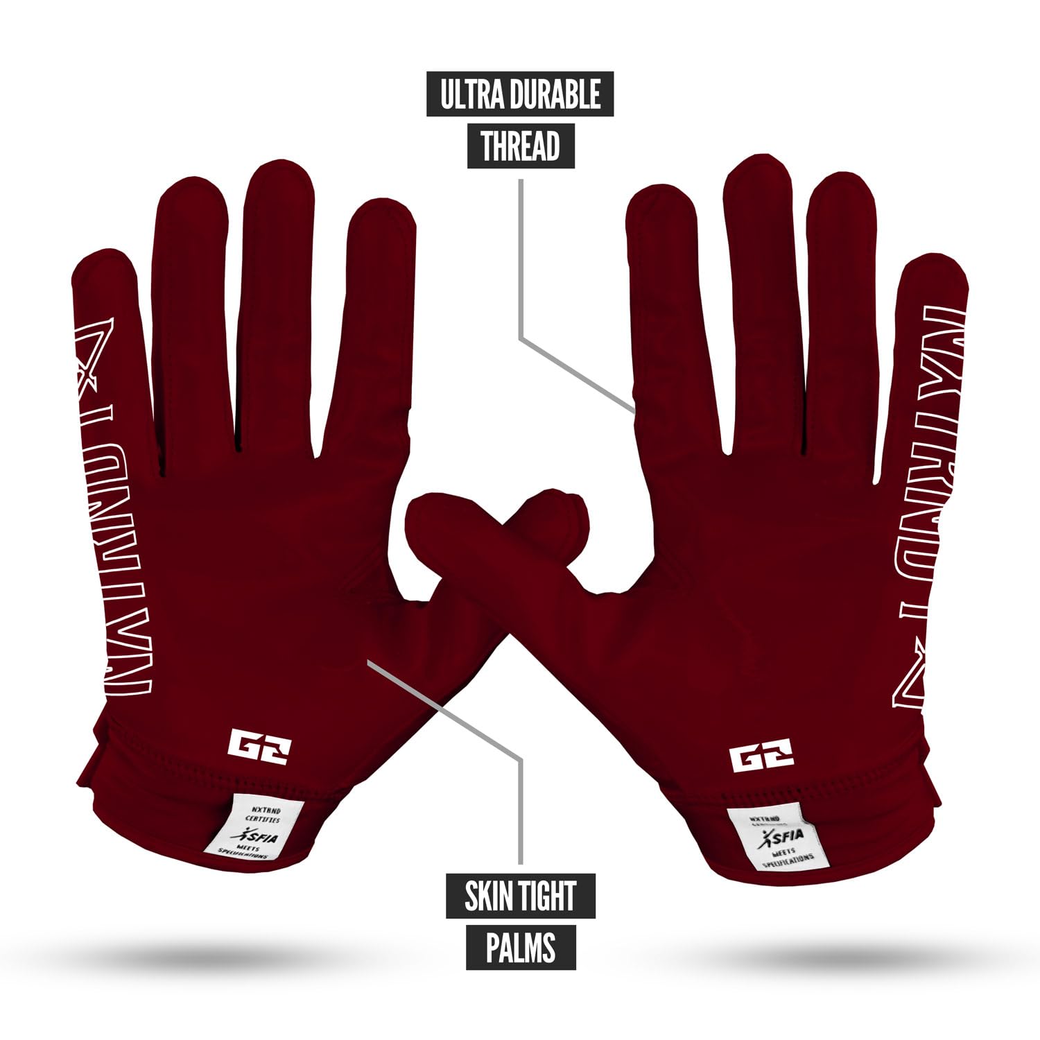 Nxtrnd G2 Football Gloves for Men - Ultra Sticky Elite Receiver Gloves with Enhanced Grip - Perfect for Training, Games & Competitive Play