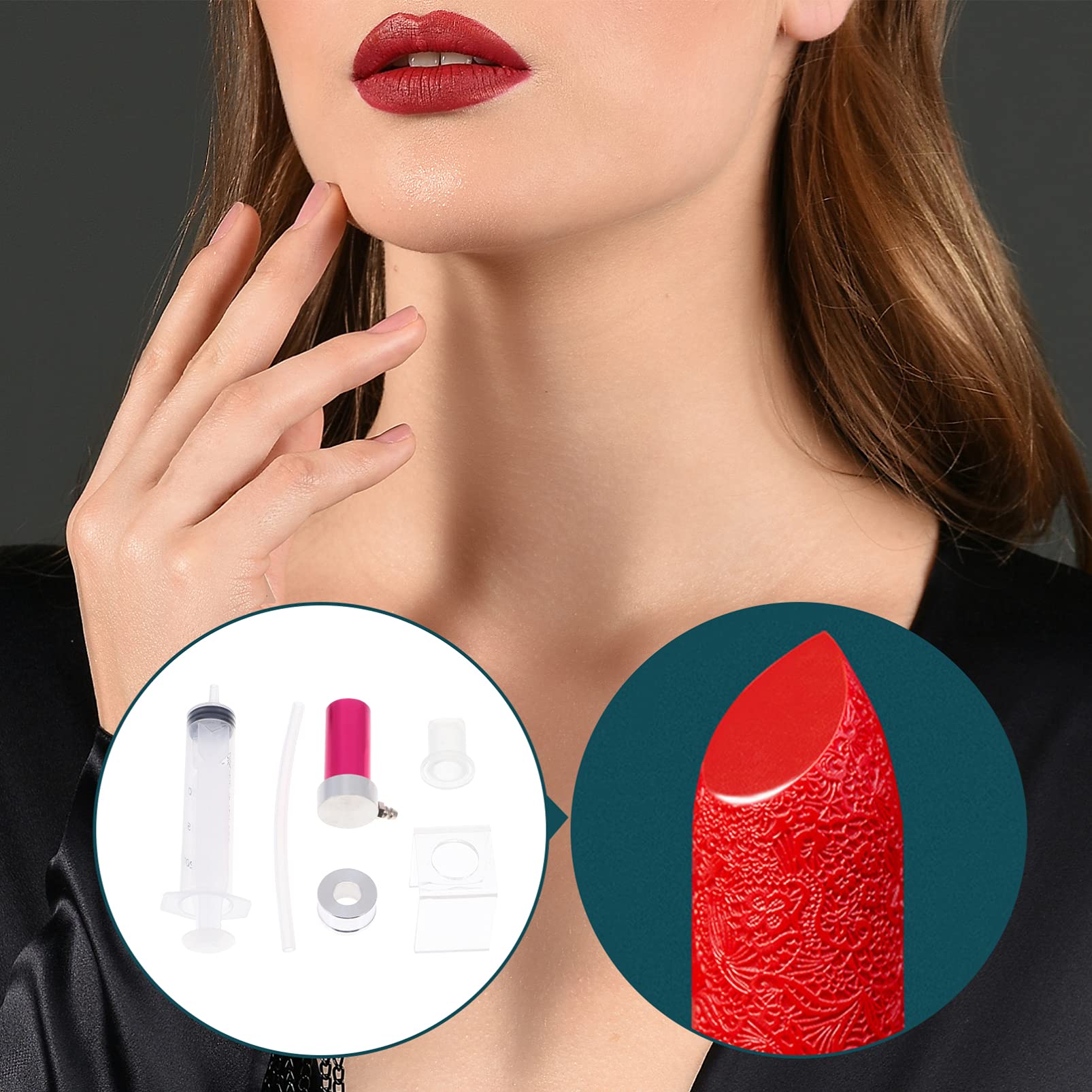 Lurrose DIY Lipstick Mold Set - 4pcs Silicone Lip Balm Molds with Bracket for Home Cosmetics Crafting