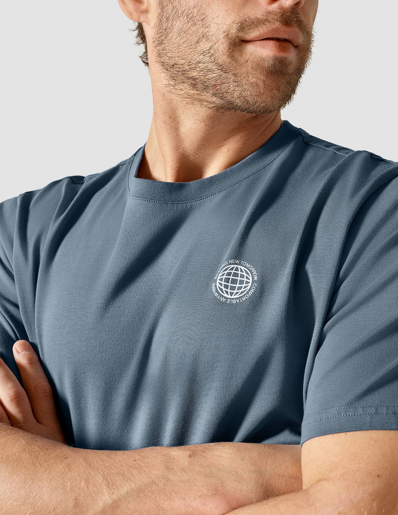 Premium Supima Cotton T-Shirt for Men - Box Fit, Globe Blue Mirage Color - Soft & Breathable for Casual Wear, Gym, and Everyday Comfort