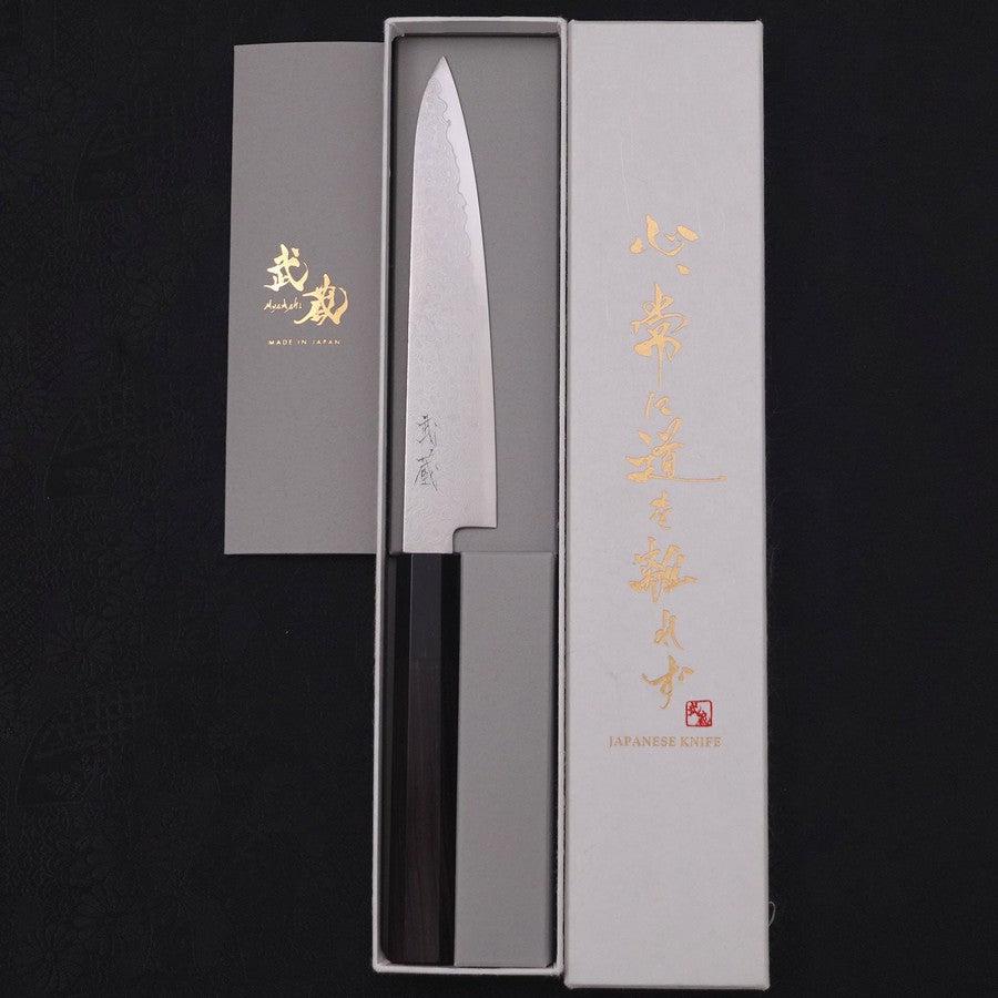 Premium Petty ZA 18 Damascus Steel Knife - 150mm Buffalo Horn & Ebony Wood Handle - Perfect for Slicing, Peeling & Precision Kitchen Tasks