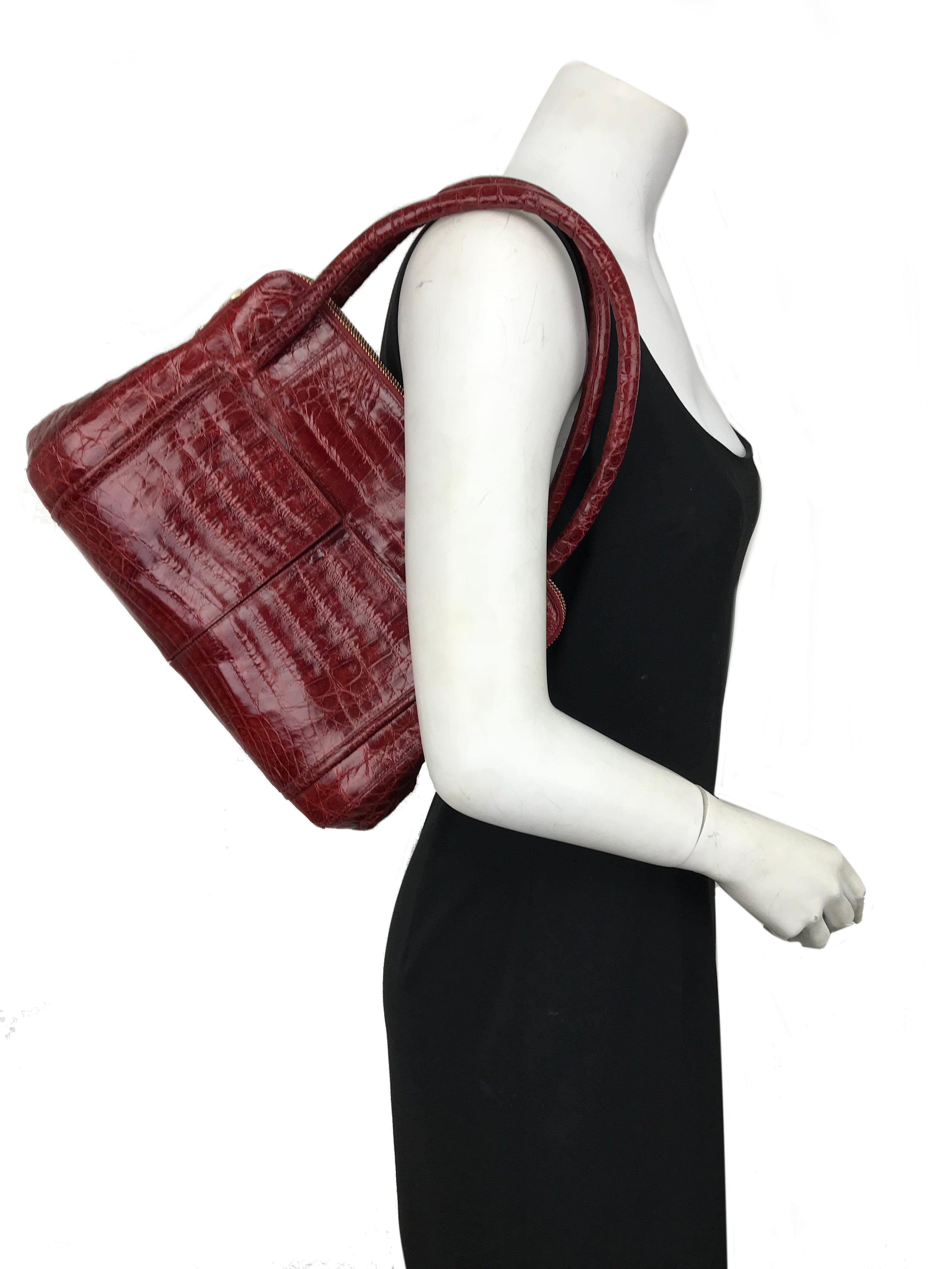 Nancy Gonzalez Genuine Crocodile Leather Double Zip Tote Bag - Luxury Designer Handbag for Women, Perfect for Work, Travel & Everyday Use