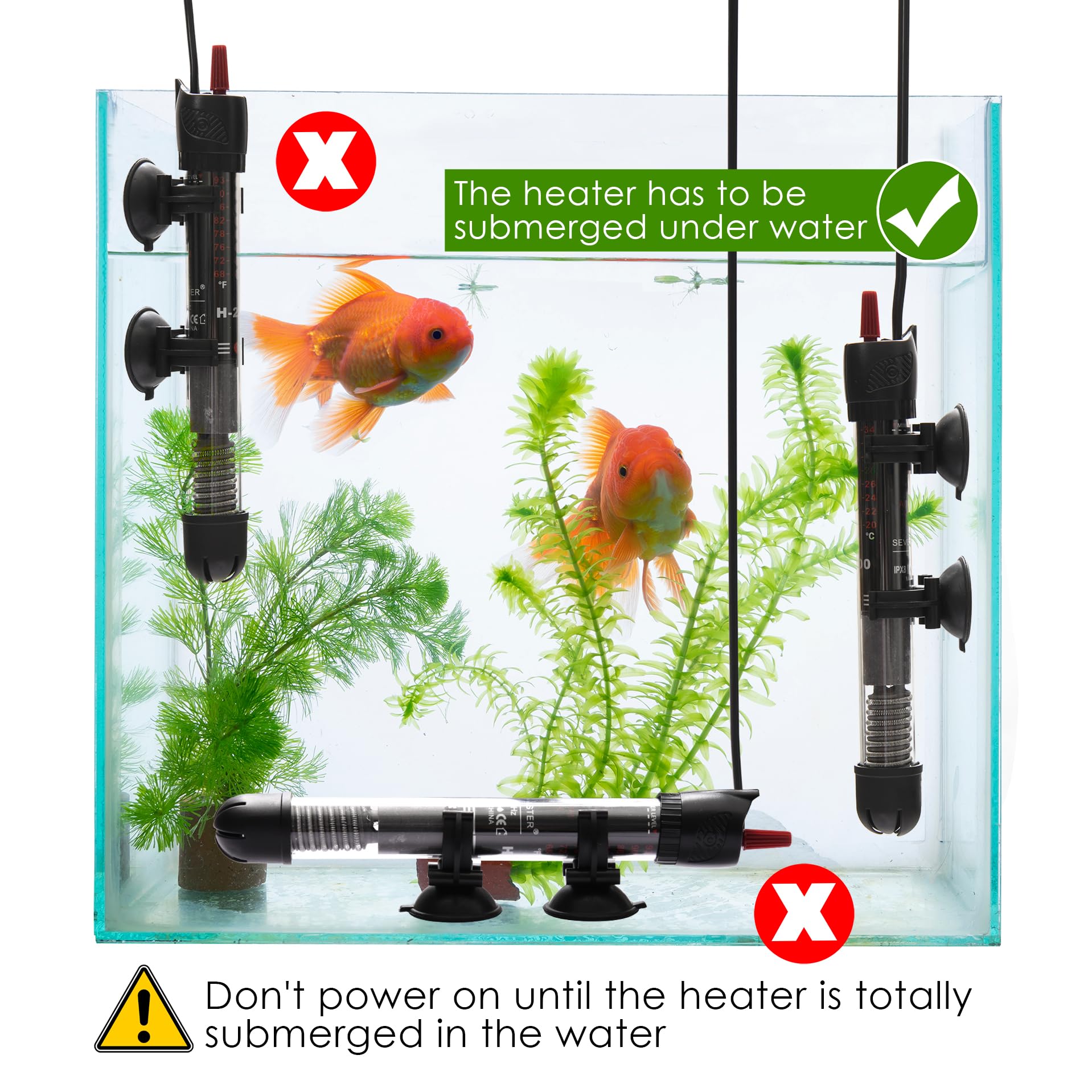 Abhirsh 100W Aquarium Heater - Adjustable Submersible Fish Tank Water Heater with Thermostat for 10-25 Gallon Tanks | Perfect for Tropical Fish, Betta Tanks & Marine Aquariums