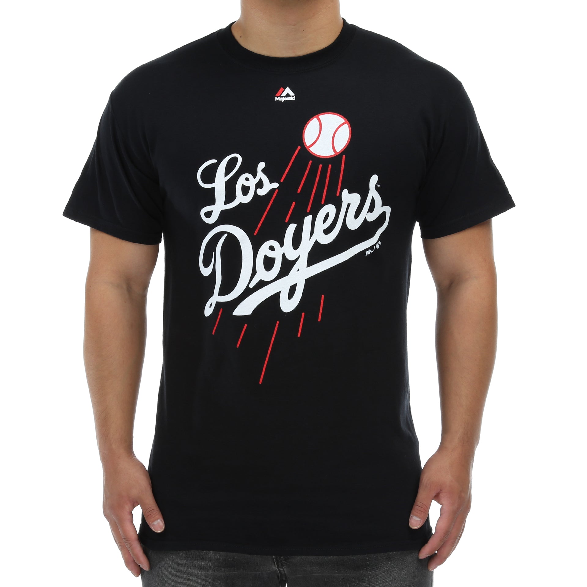 Majestic Dodgers Los Doyers Alternate Tee - Official MLB Baseball Shirt for Men, Black - Perfect for Game Day, Casual Wear & Dodgers Fan Gifts