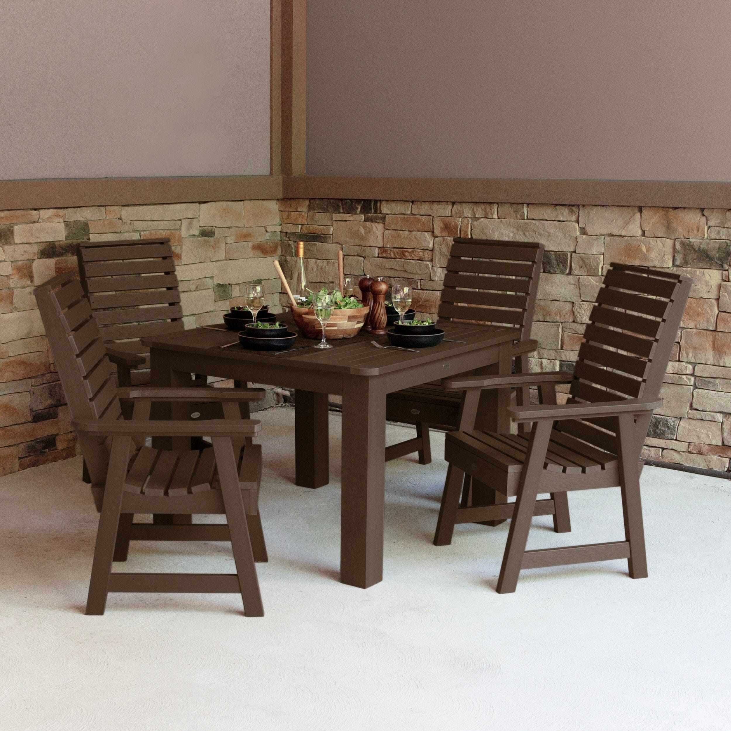 Weatherly 5-Piece Square Outdoor Dining Set 42