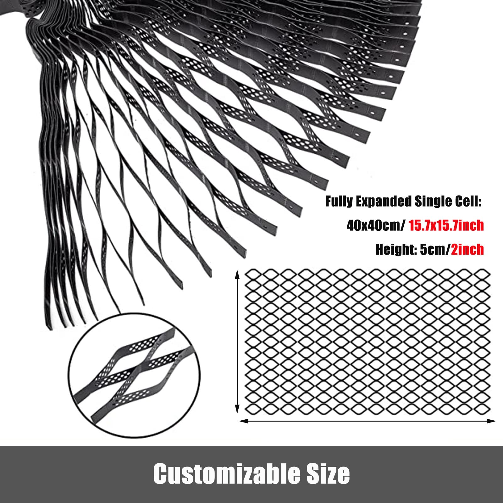 2 Inch Thick Gravel Grid Stabilizer for Driveway & Walkway - Heavy Duty Honeycomb Geo Grid (2x7.5m/6.6x24.6ft) - Flexible Ground Reinforcement for Landscaping, Parking Areas & High Traffic Zones
