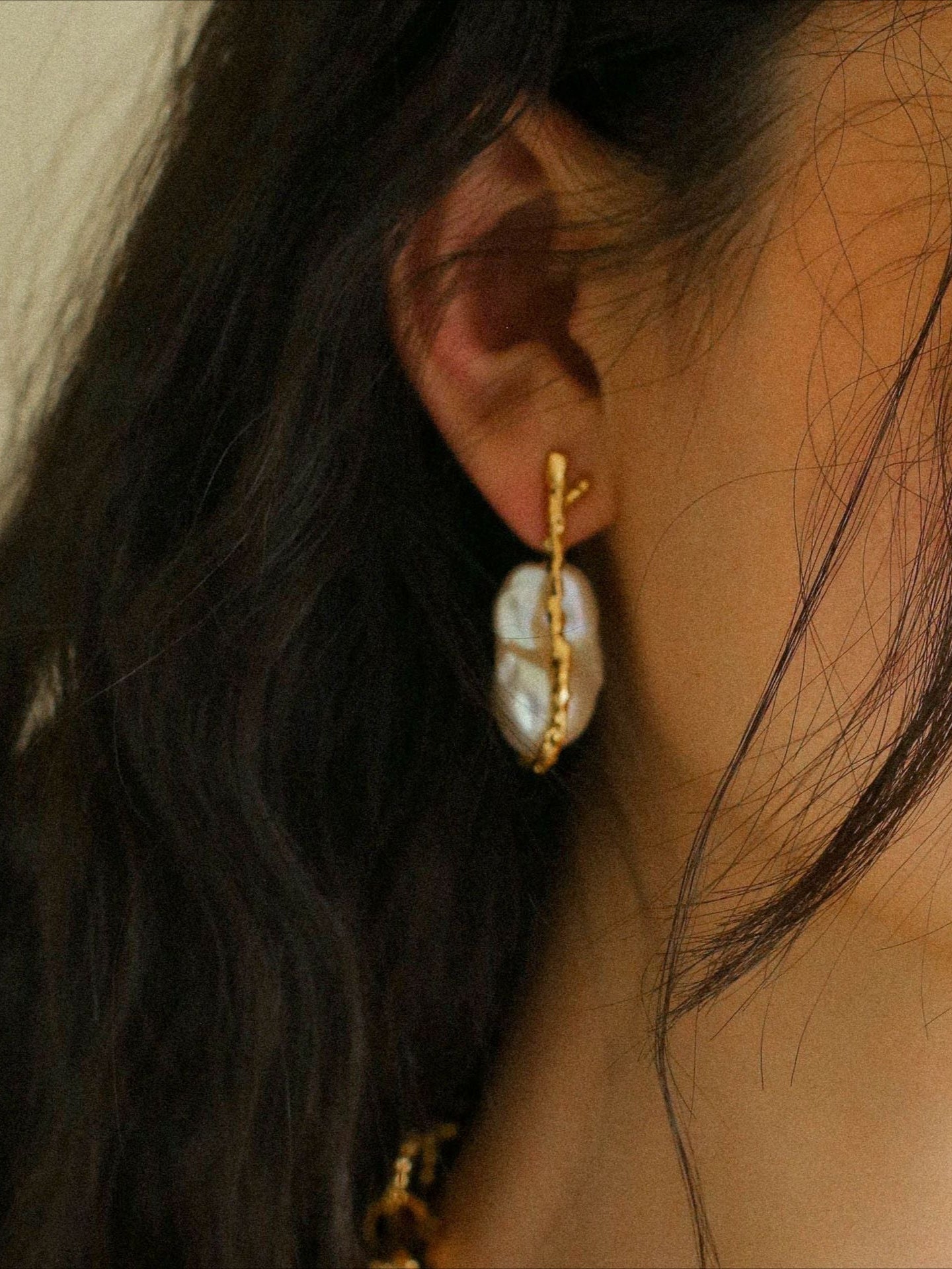 Elegant Baroque Pearl Stud Earrings with Hooked Branch Design - Perfect for Weddings, Parties & Special Occasions