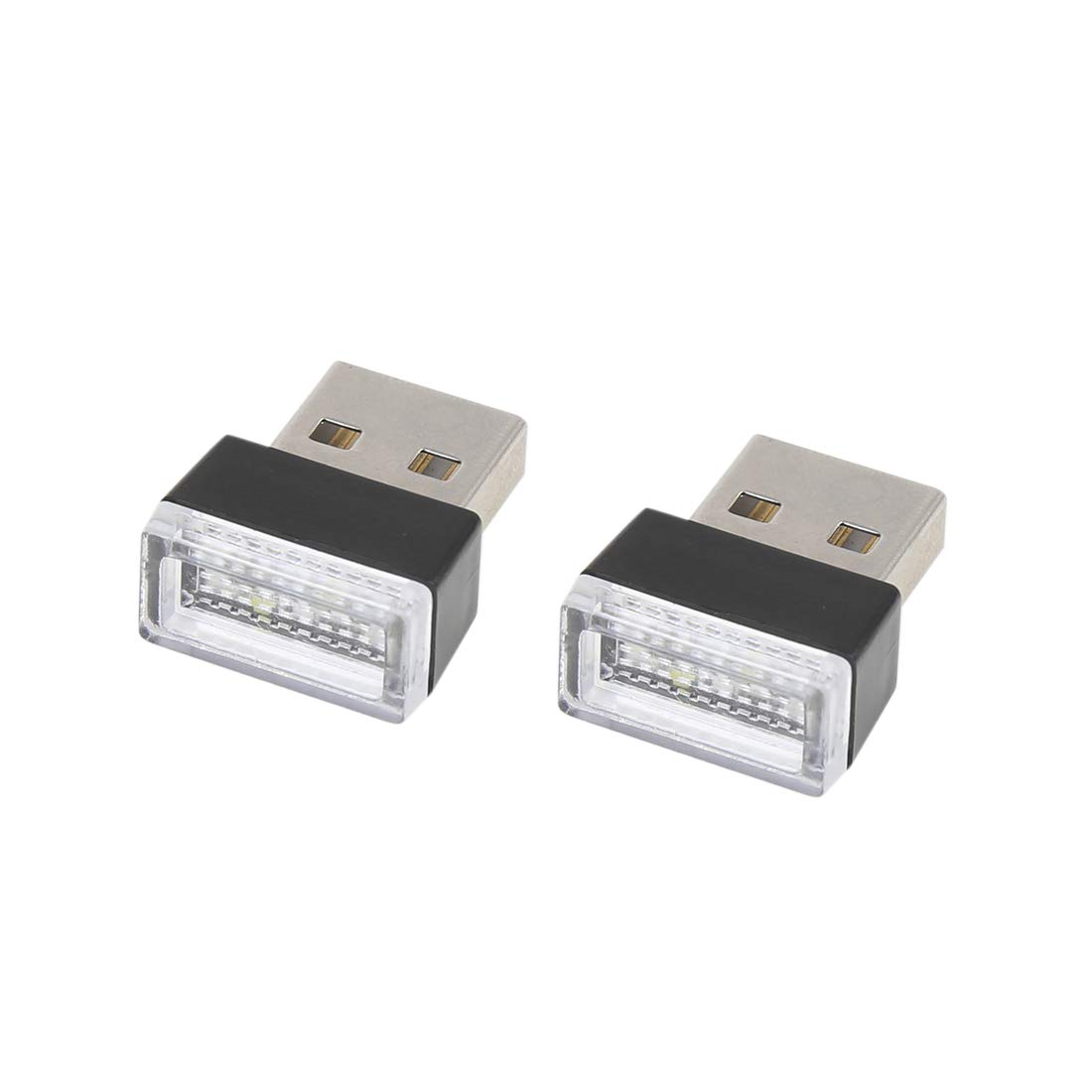 X AUTOHAUX 2-Pack White USB LED Ambient Light Car Interior Accessories - Perfect for Car Mood Lighting, Night Driving & Vehicle Decoration
